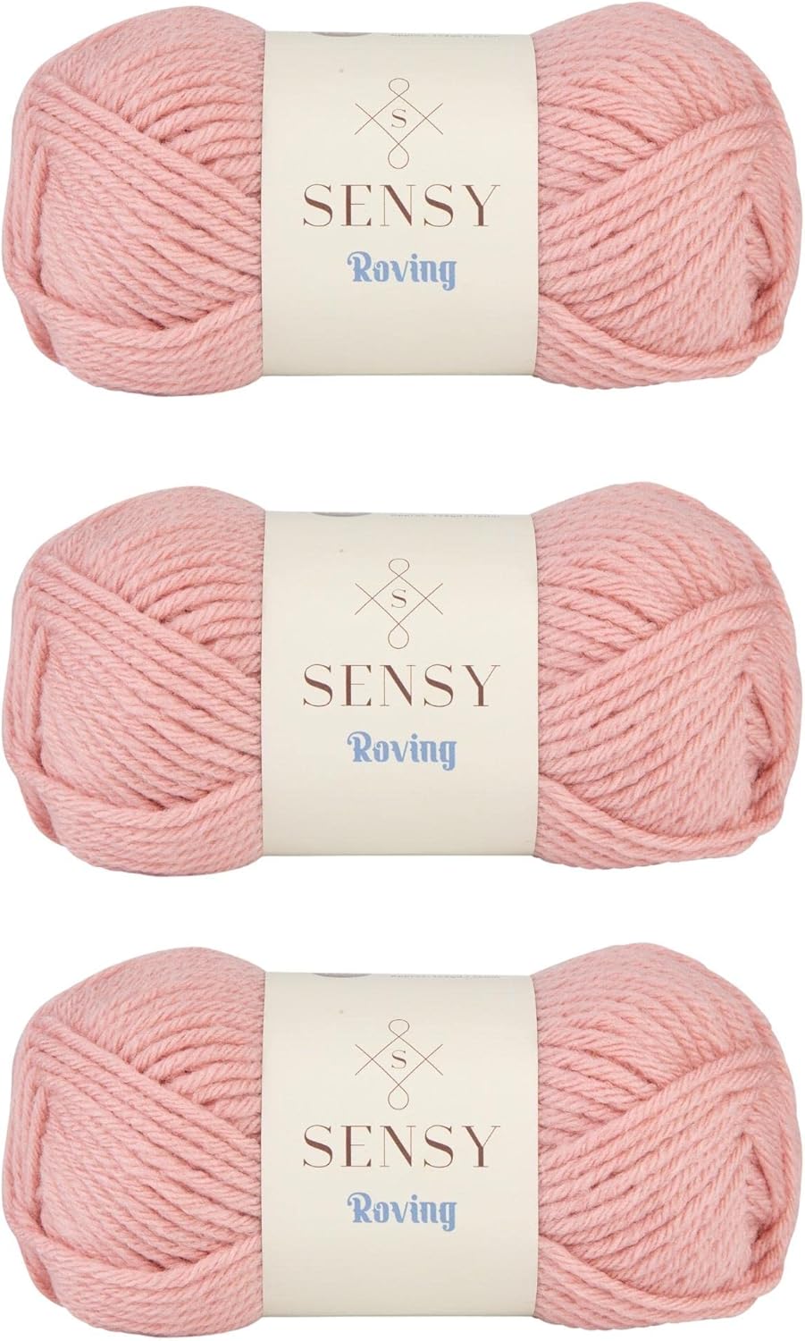 3 Skeins of Sensy Roving Yarn, 3.5 oz, 132 Yards, Gauge 5 Bulky (Quartz Pink)