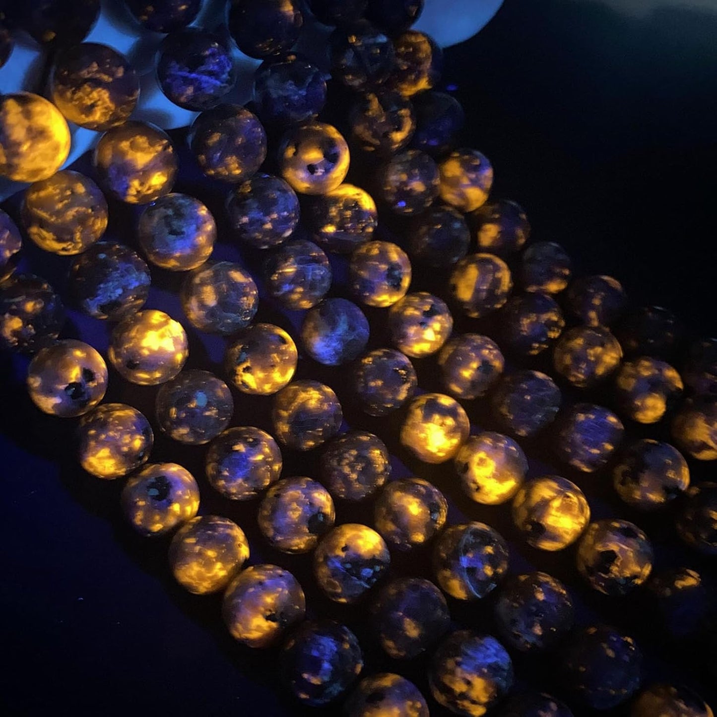 10MM 72pcs Natural Flame Yooperlite Stone Energy Beads Round Loose Beads for Jewelry Making DIY Bracelet Necklace 2 Strands 32"