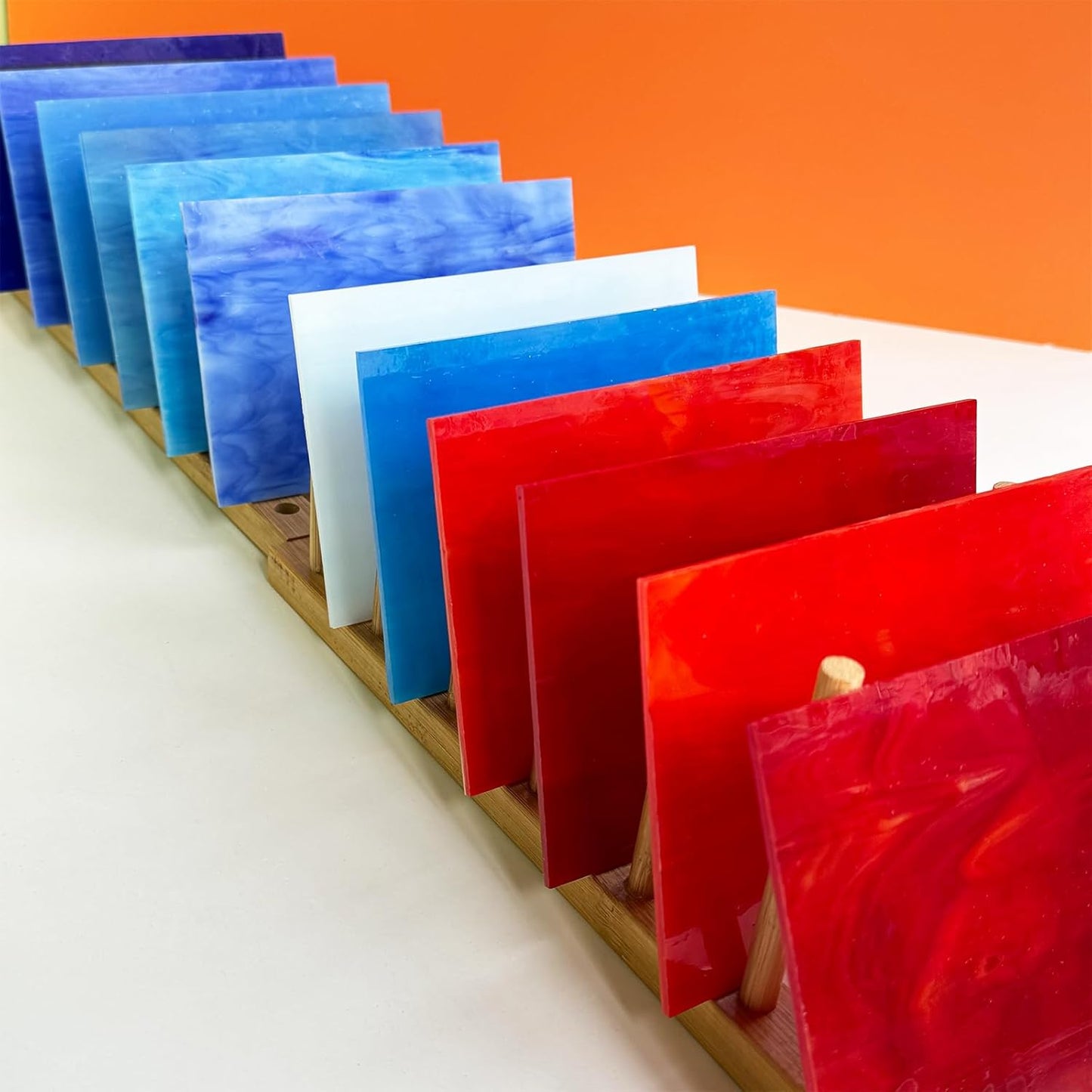 ILLUCKAI 12 Sheets Red+Blue Stained Glass Sheets, 6 x 4 inch Stained Glass Supplies for Stained Glass Beginners and Hobbyists