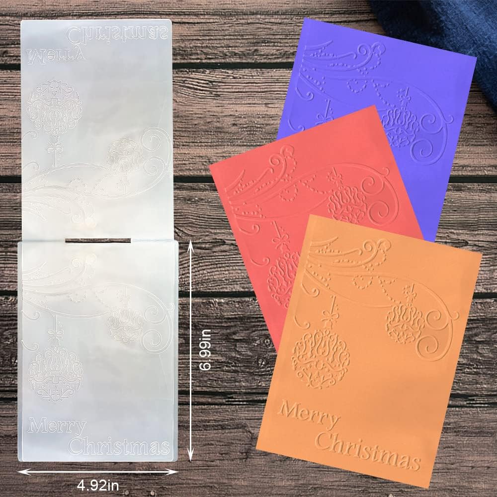 Hying 3-D Textured Impressions Background Embossing Folder, Christmas Ball Pattern Plastic Embossing Folder Template for Card Making Scrapbooking Paper Craft Album Stamps DIY Décor