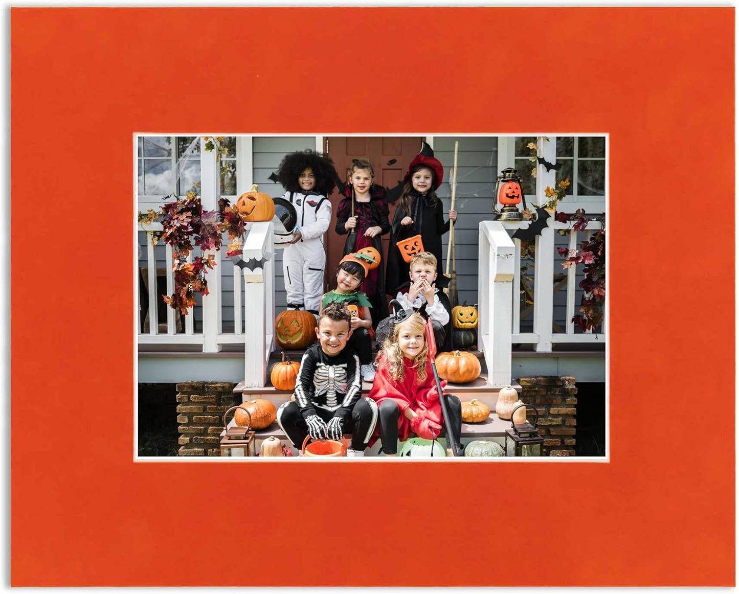 11x14 Mat Bevel Cut for 8.5x11 Photos - Acid Free Orange Suede Precut Matboard With Backing Board and Crystal Clear, Self Seal Mat Bag - For Pictures, Framing - 4-ply Thickness