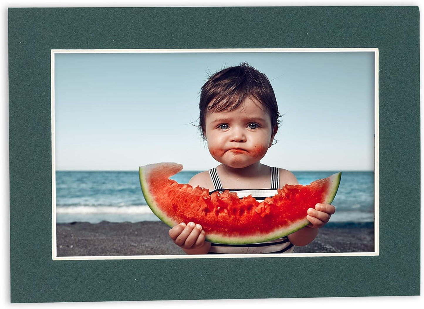 11x14 Mat Bevel Cut for 8.5x11 Photos - Acid Free Forest Green Precut Matboard With Backing Board and Crystal Clear, Self Seal Photo Mat Bag - For Pictures, Photos, Framing - 4-ply Thickness