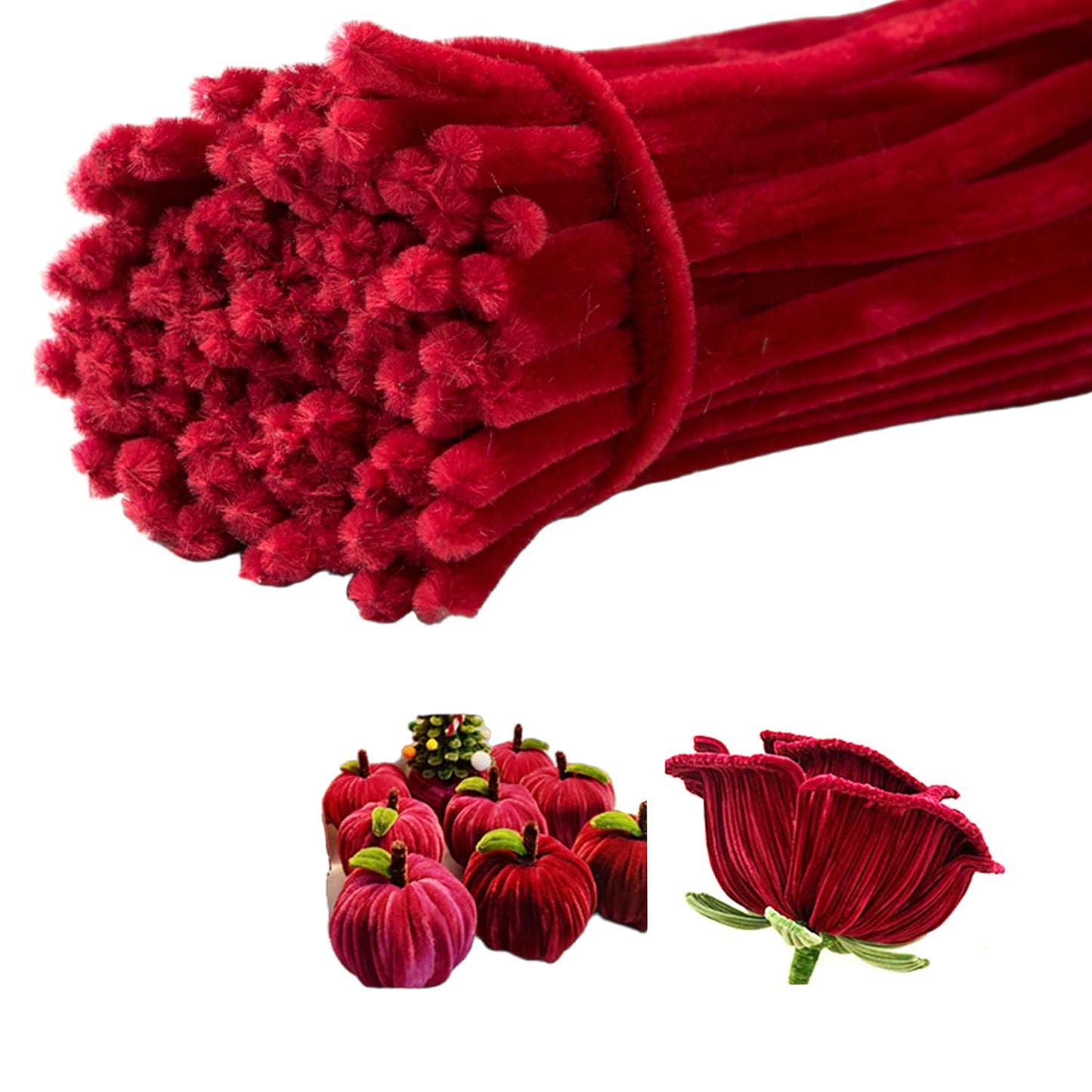100 Pieces Pipe Cleaners Chenille Stem, Burgundy Color Pipe Cleaners Set for Pipe Cleaners Christmas DIY Arts Crafts Decorations, Chenille Stems Pipe Cleaners (Burgundy)