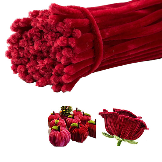 100 Pieces Pipe Cleaners Chenille Stem, Burgundy Color Pipe Cleaners Set for Pipe Cleaners Christmas DIY Arts Crafts Decorations, Chenille Stems Pipe Cleaners (Burgundy)