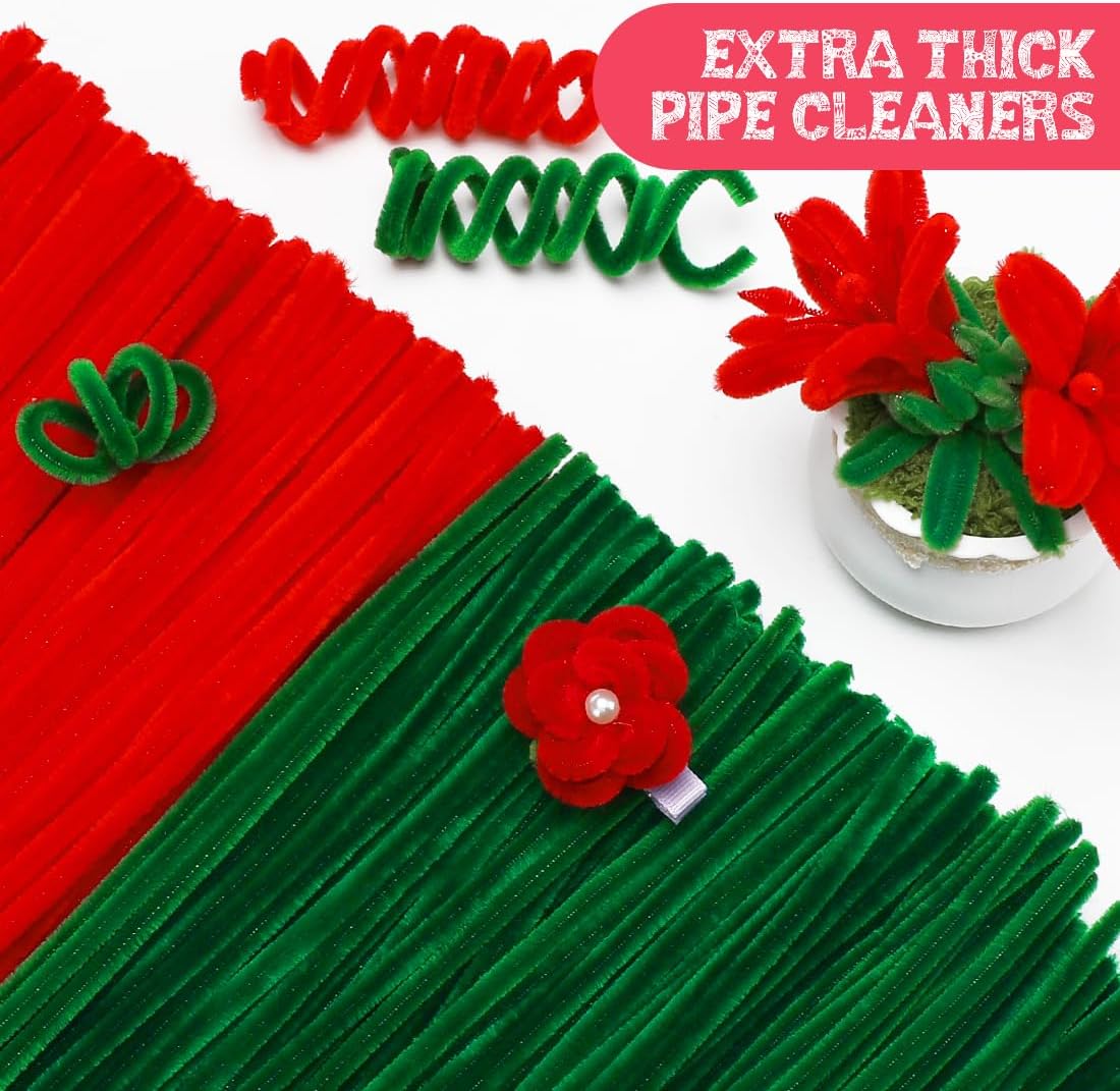 IOOLEEM Pipe Cleaners, 480pcs Red Roses, Flower Making Kit, Arts and Craft Supplies, Ideas for Art Project Activity.