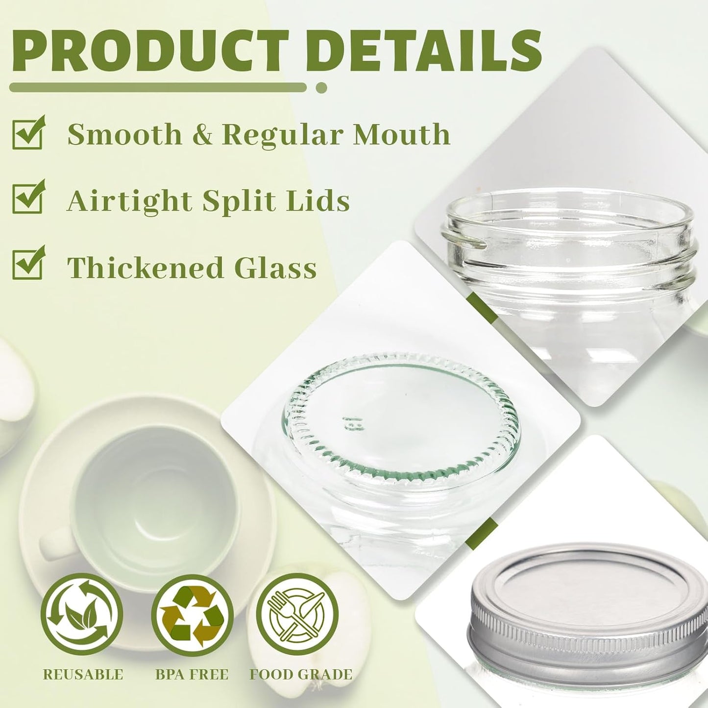 10 oz Glass Mason Jars, 24 Pack Clear Glass Jars with Regular Lids, Canning Jars for Honey, Yogurt, Wedding Favors, Food Storage, Vegetables, Includes 40 Black Labels