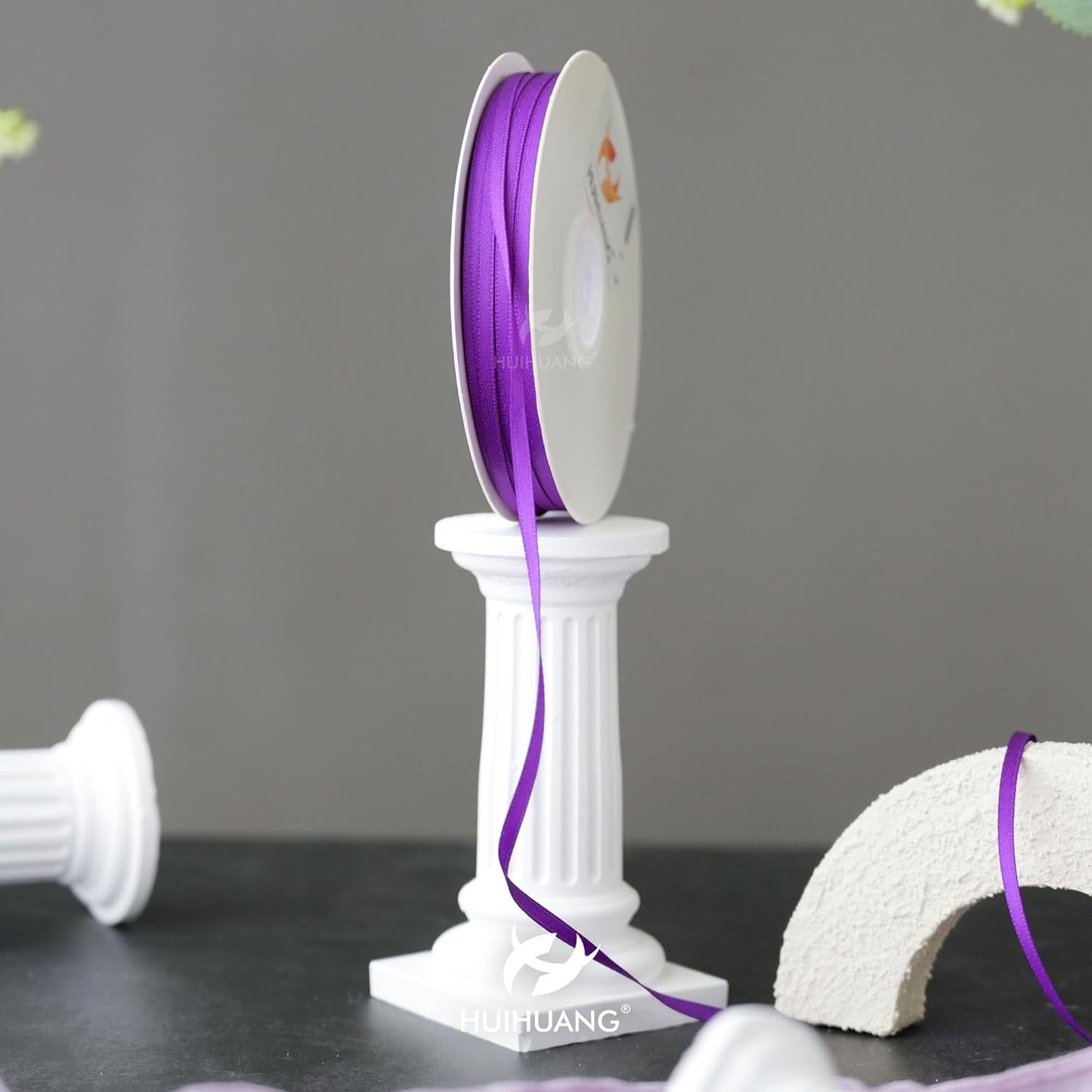 HUIHUANG Purple Ribbon 1/8 inches Solid Color Satin Ribbon100 Yards Double Faced Thin Ribbon Roll for Crafts Gift Wrapping DIY Bows Bouquet Decoration