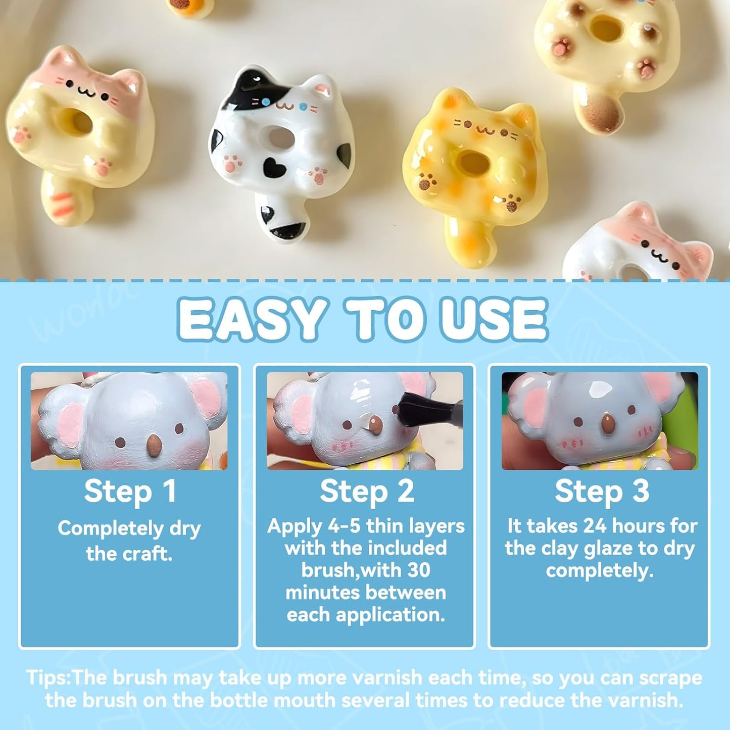 100ml Air Dry Clay Glaze,Clay Varnish Used to Prevent Clay Cracking,Scratches,and Wear,Improve Clay Gloss,for Ceramics,Oil Paintings,Wood