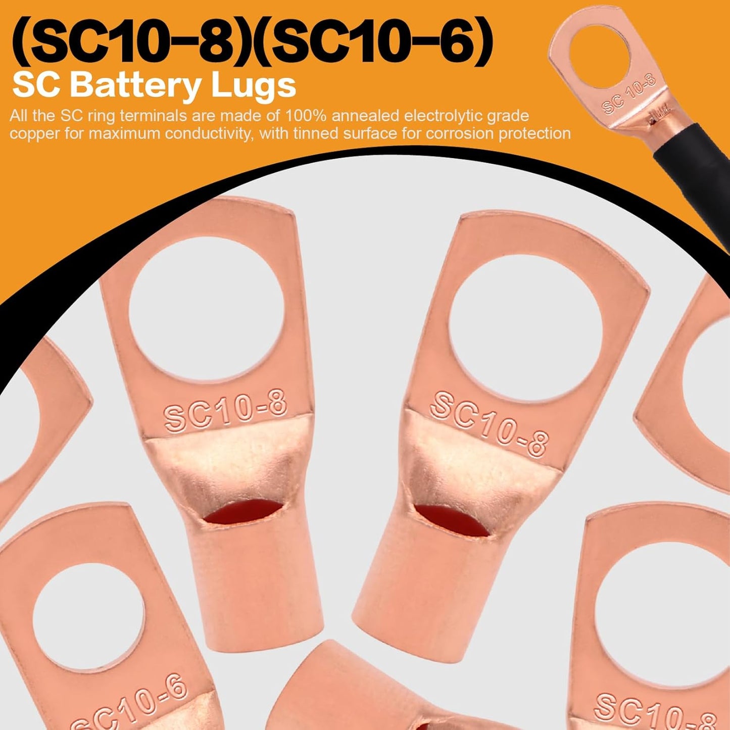 100FT 8 Gauge Wire Copper Clad Aluminum CCA Black/Red with 8ga lugs,60A Fuse Holder,Heat Shrink Tube - Battery Power/Ground Cable,Car Audio Speaker,RV Trailer Amp Wiring kit (50ft Each- Black/Red)