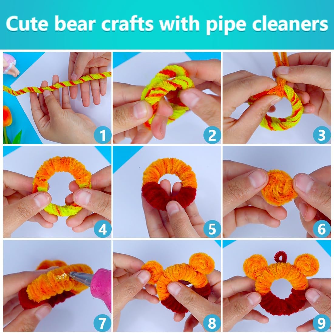 Iooleem 1000pcs Red Pipe Cleaners, Chenille Stems, Pipe Cleaners for Crafts, Pipe Cleaner Crafts, Art and Craft Supplies.