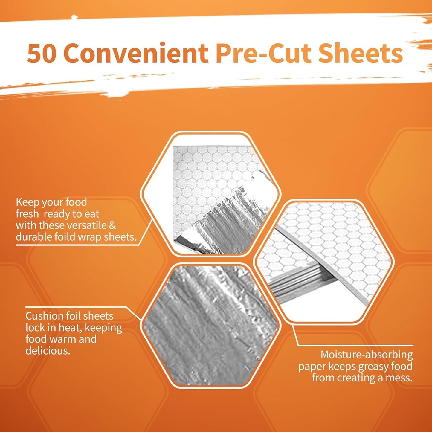 Insulation Sandwich Wrapping Paper Aluminum Foil Sheets - [100 Pack] - (14" x 10.3") - Aluminum Foil Sandwich Wrap Sheets For Sandwich Wraps, Burritos and BBQ