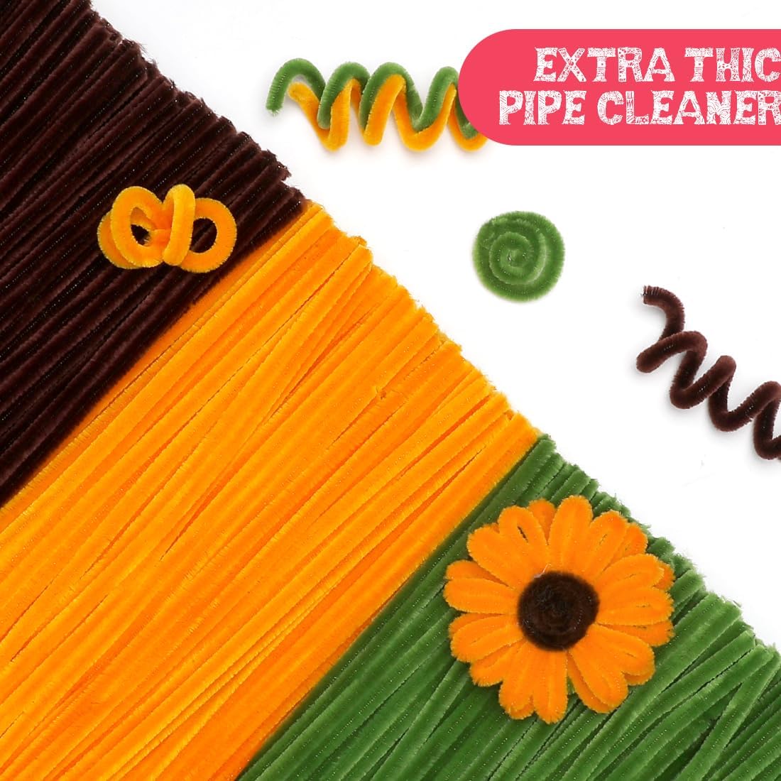 IOOLEEM Pipe Cleaners, 480pcs Yellow Sunflowers, Flower Making Kit, Arts and Craft Supplies, Ideas for Art Project Activity.