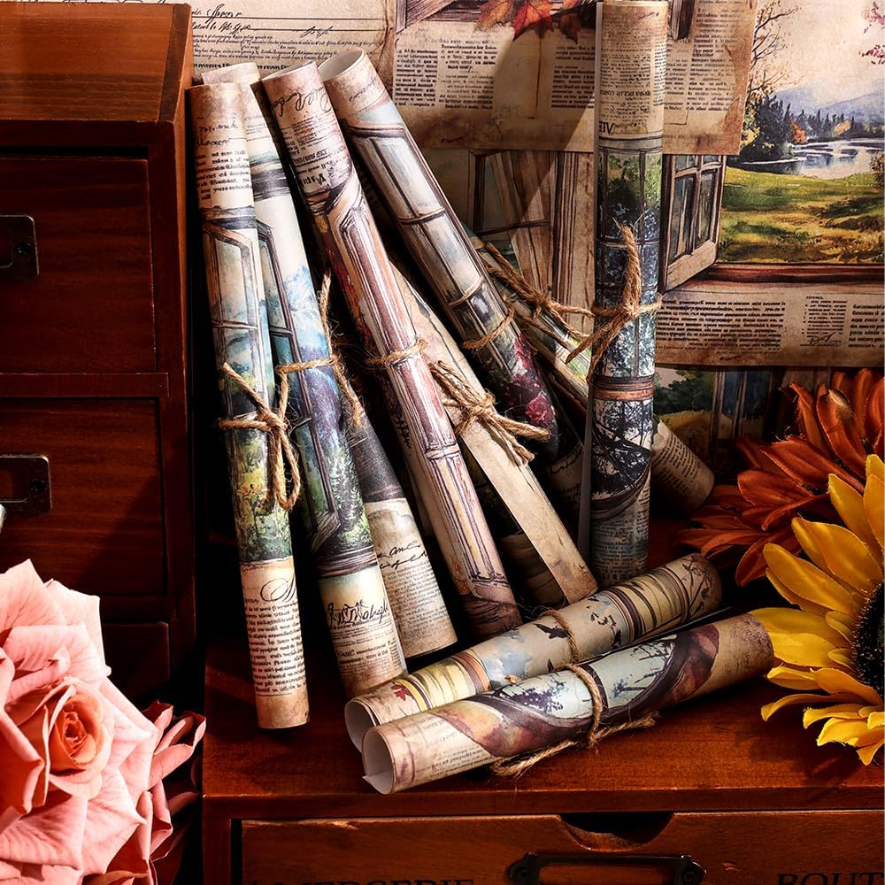 icceemee 160 Sheets Vintage Retro Scrapbook Paper, Junk Journaling Supplies Kit for Bullet Journals, Collage Art, Poster & Room Decor, Card Making, Gift Wrapping