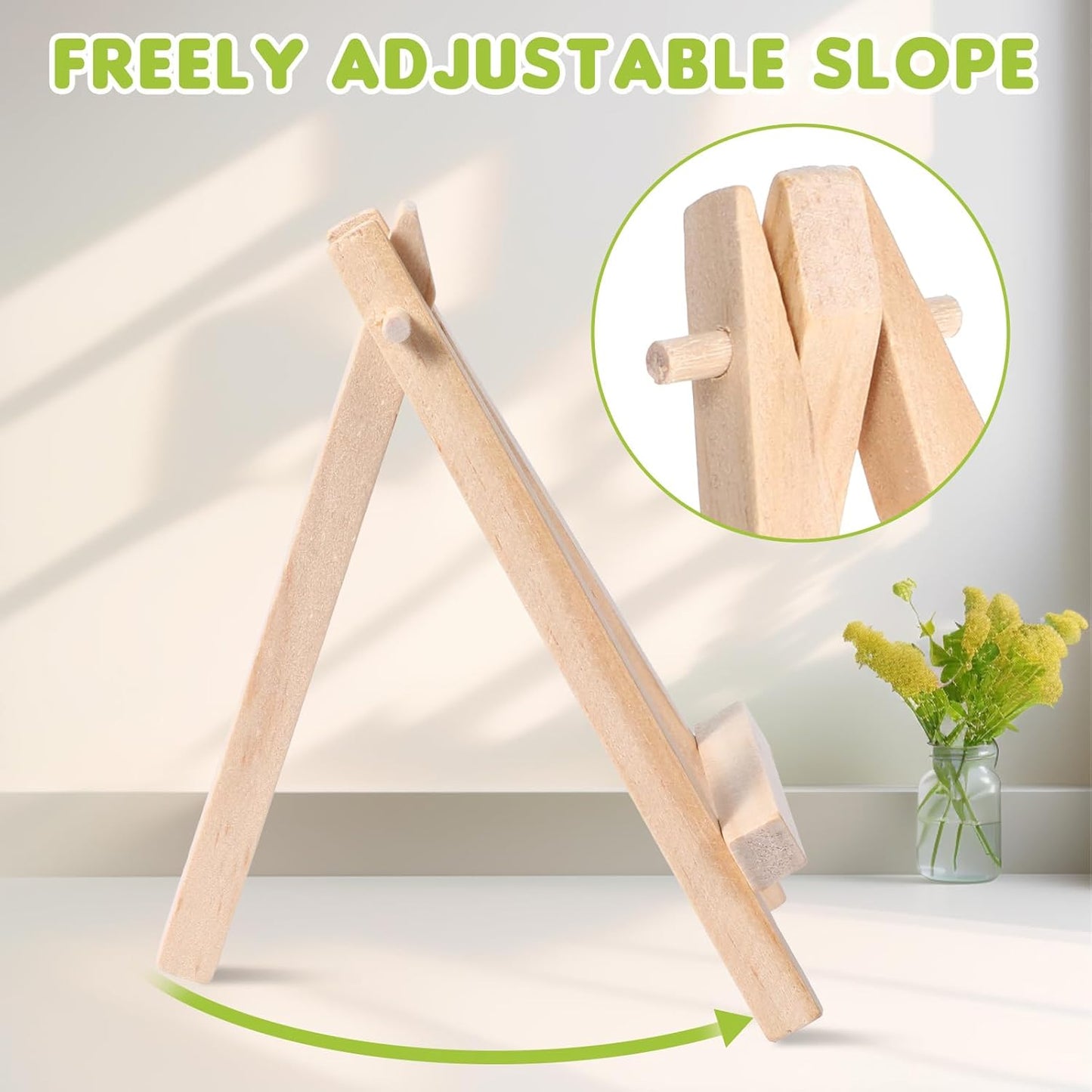 100 Pcs Mini Wood Display Easel Stands 5 Inch Small Wooden Canvas Easels A-Shaped Tripod Small Easels Arts Crafts Easels for Small Canvas Holder, Crafts, Signs, Photos, DIY Crafts, Home Decoration