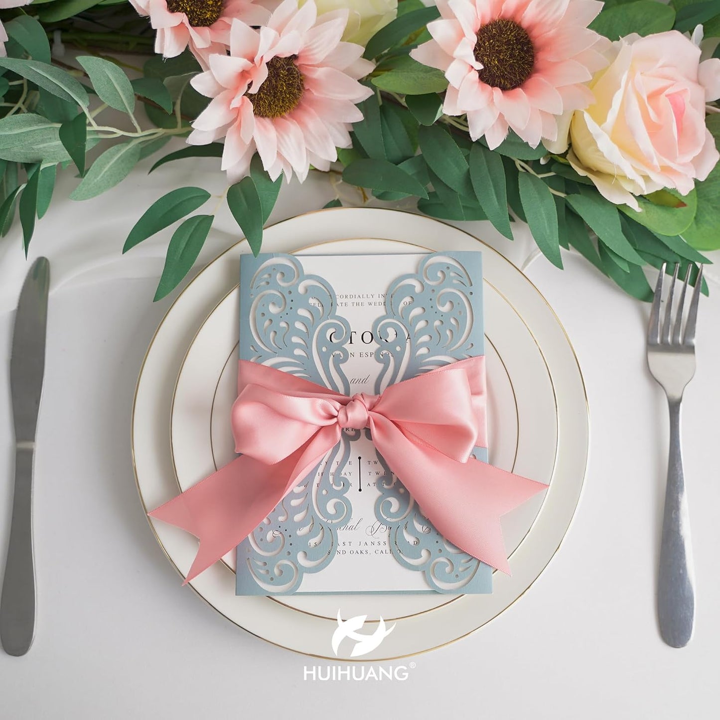 HUIHUANG Blush Pink Ribbon 2 inch Double Face Blush Satin Ribbon Wedding Ribbon for Flower Bouquet, Dress Chair Sashes, Invitations Card, Gift Wrapping, Bows, Crafts, Holiday Decor -25 Yards/Roll