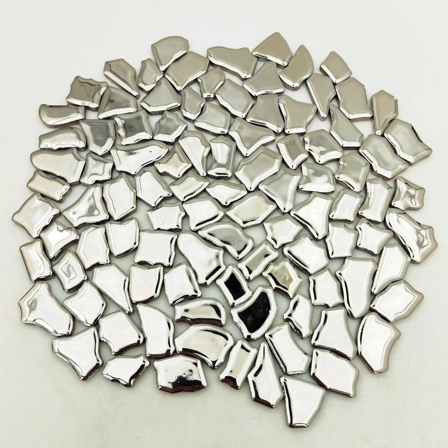 0.78"-1.57" Irregular Ceramics Mosaic Tiles,1.1LB Mosaic Pieces Stones for Home Decoration DIY Craft Plates Flowerpots Vases Cups Mosaic Making Supplies (Sliver)