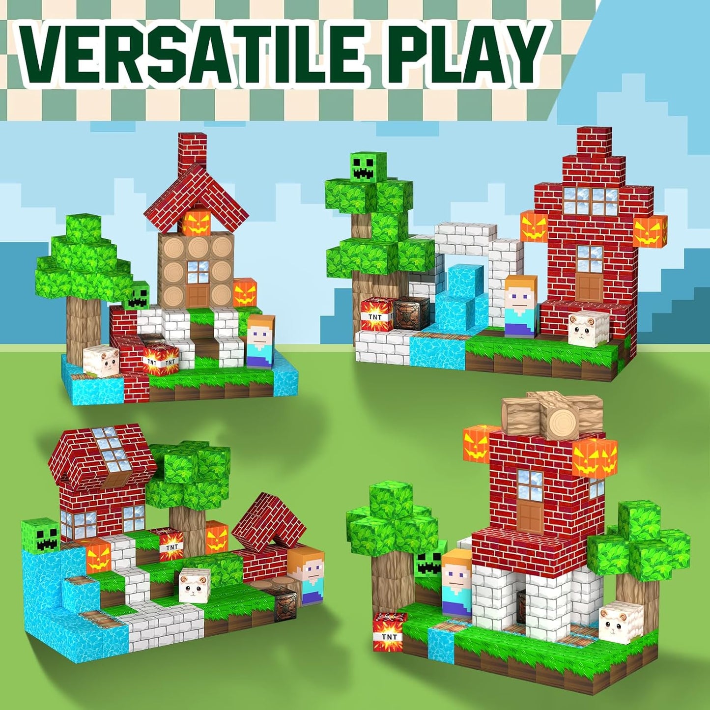 100PCS Magnetic Blocks - Grassland Magnetic Building Blocks Set, STEM Sensory Outdoor Toys, Build Forest World Set for 3+ Year Old Boys&Girls, Christmas Birthday Gift (Forest)