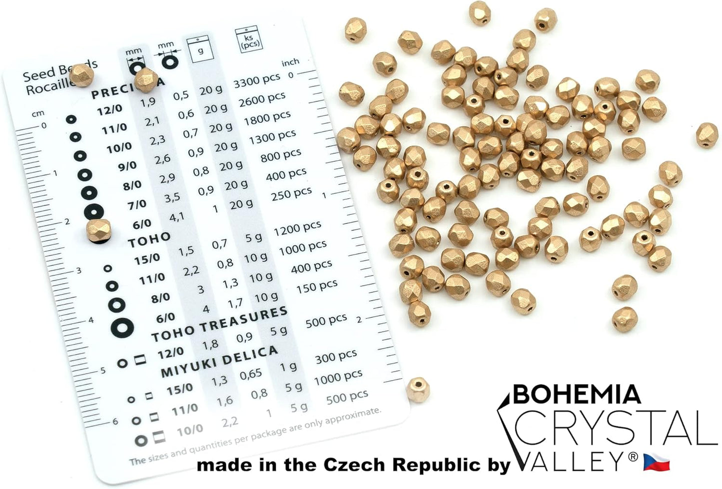 1.8 oz (50g, Approx. 1220 pcs) Mix of Faceted Fire Polished Pressed Czech Glass Beads, Sparkling Shiny Mix BCV