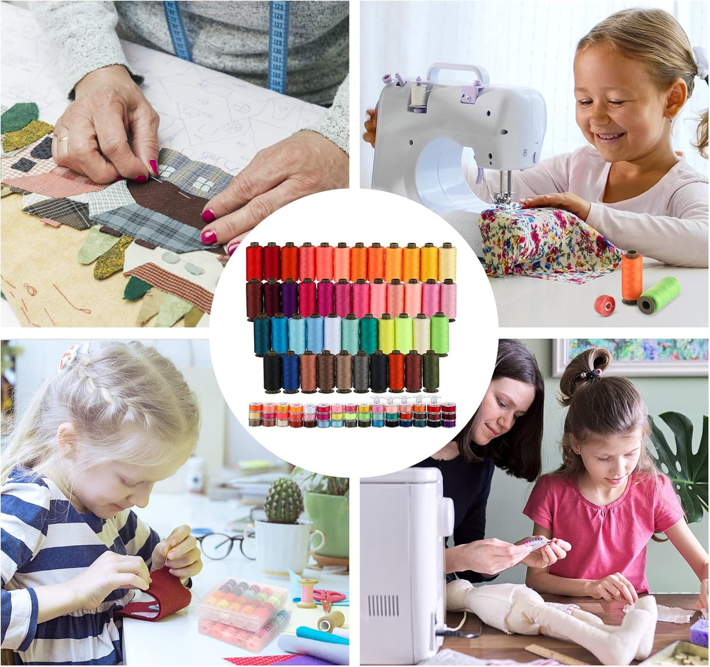 ilauke 95pcs Bobbins Sewing Thread Kit, 400 Yards Polyester Thread Assortment, Prewound Bobbins for Hand & Machine Sewing DIY & Home, 45 Colors