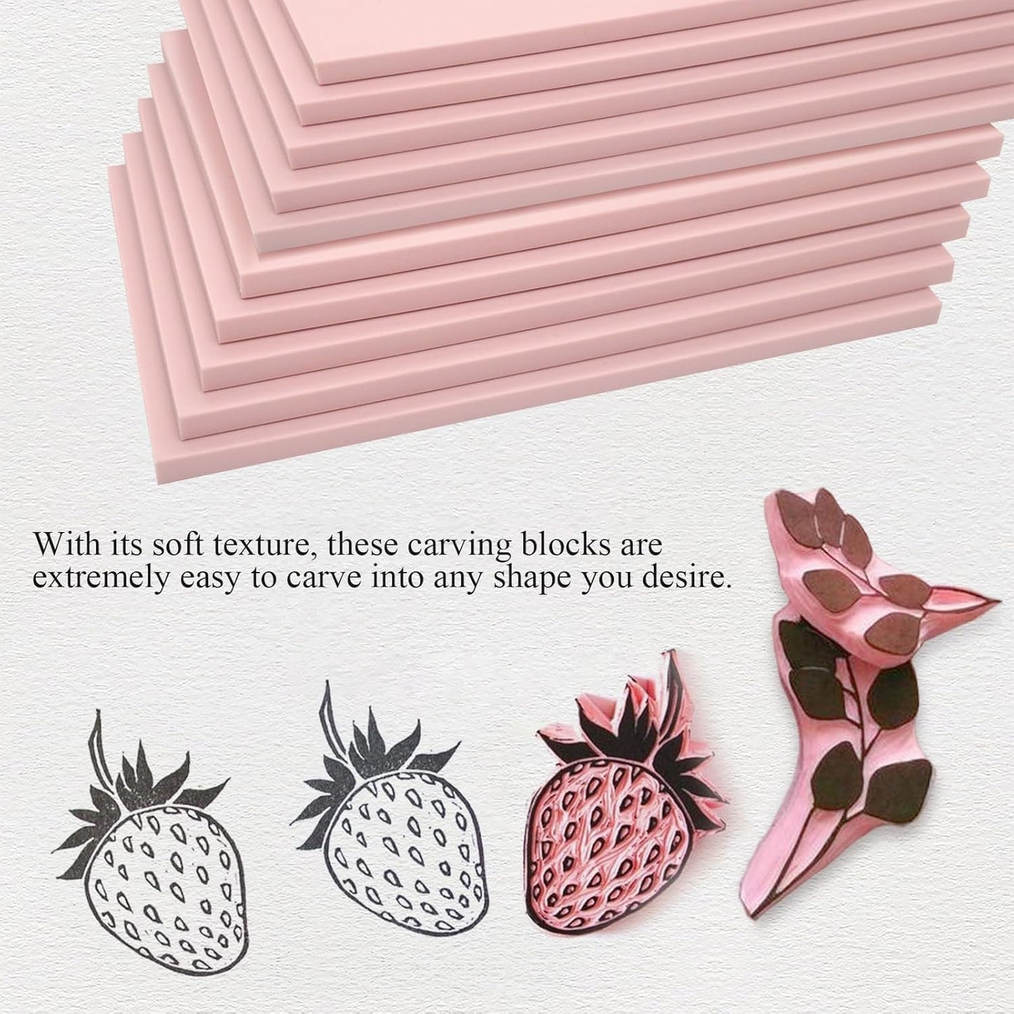 10 Pack 4"x6" Pale Pink Rubber Stamp Carving Blocks Pink Rubber Carving Blocks Linoleum Block for Stamp Maker Printmaking Supplies