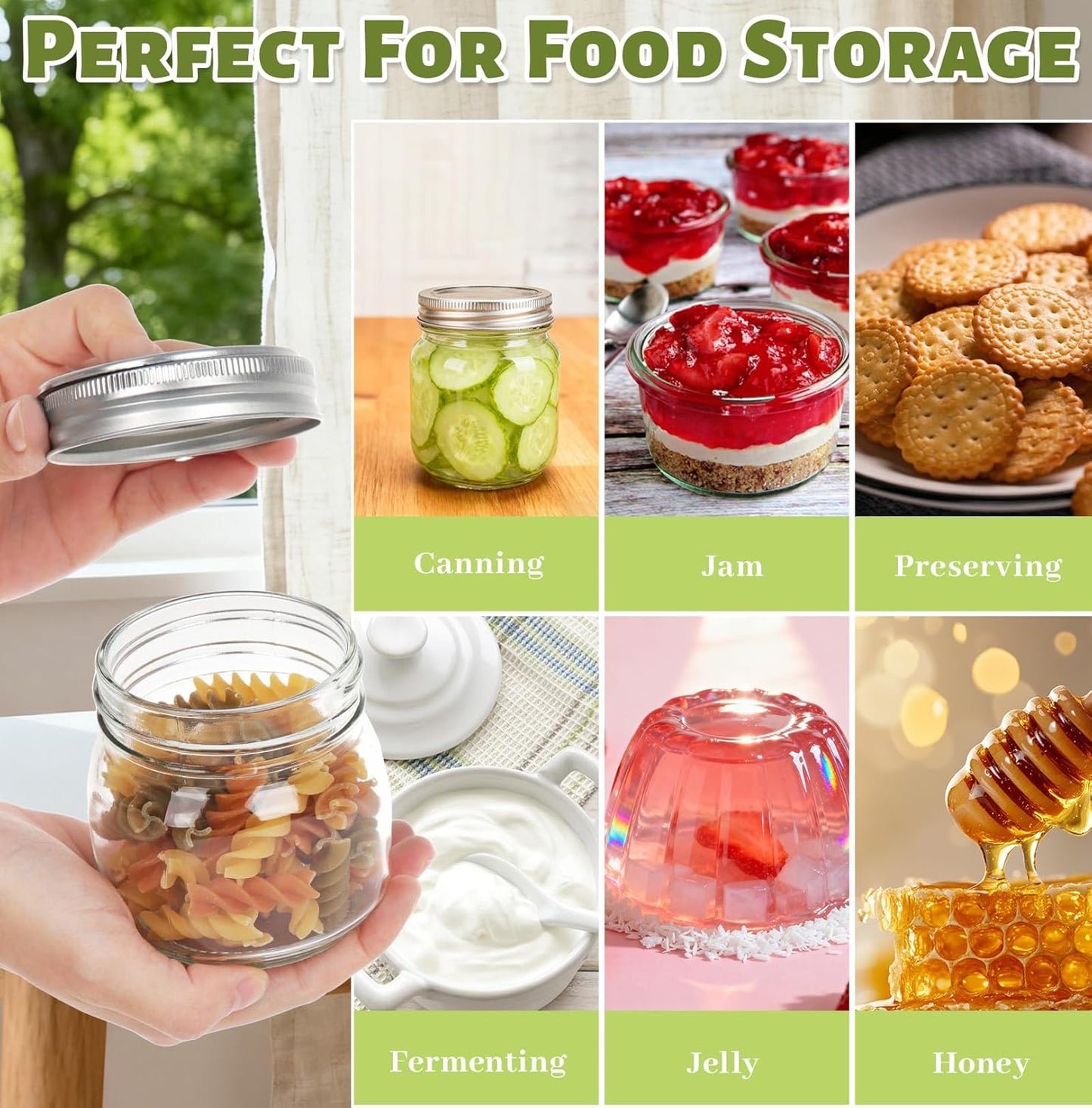 10 oz Glass Mason Jars, 24 Pack Clear Glass Jars with Regular Lids, Canning Jars for Honey, Yogurt, Wedding Favors, Food Storage, Vegetables, Includes 40 Black Labels