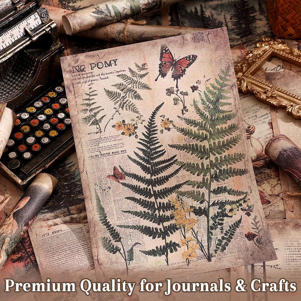 icceemee 160 Sheets of Nature Scrapbook Paper, journaling Scrapbook Supplies Craft Collage Paper Set, Junk Journal Bullet Journal Poster Room Decor for Card Making Decorative Gifts