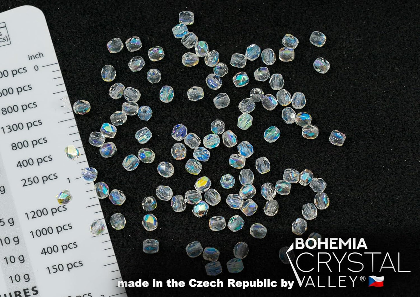 100 pcs of Faceted Fire Polished Pressed Czech Glass Beads 4mm (0.16in), Crystal AB 00030-28701 BCV