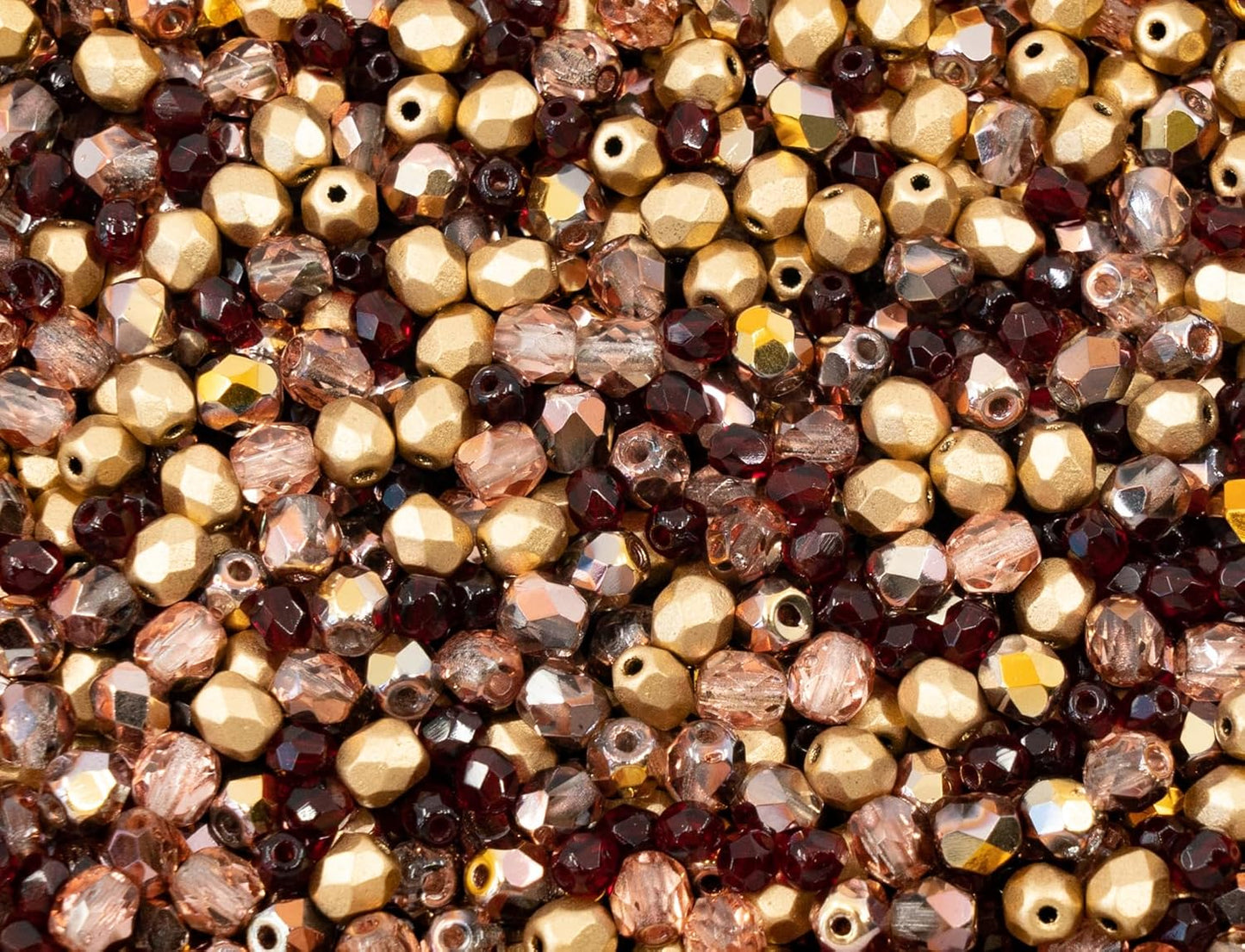 0.88oz (Approx. 500 Beads) Mix of Faceted Fire Polished Pressed Czech Glass Beads, Sparkling Shiny Mix BCV