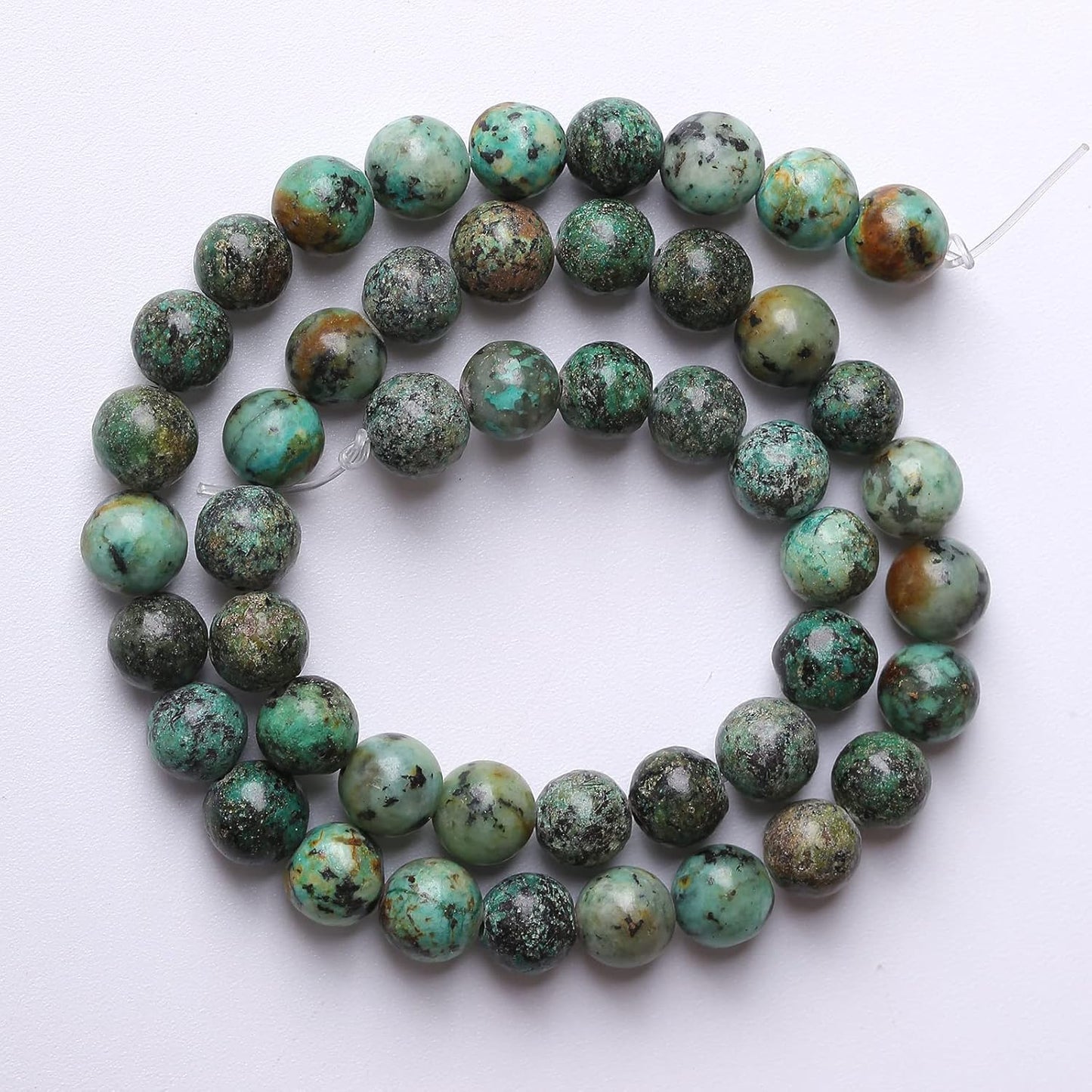 10mm 38pcs Natural African Turquoise Stone Beads for Jewelry Making Round Loose Gemstone Beads DIY Bracelet Necklace Earrings