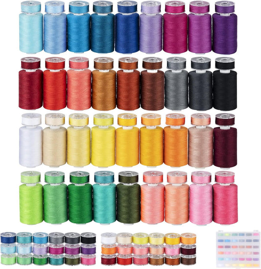 ilauke 72pcs Sewing Thread Kit with Prewound Bobbins - 36 Colors 550 Yard Thread for Sewing + 36 Color-Matched 50 Yard Bobbins, Ideal for Sewing Supplies and Home Crafting