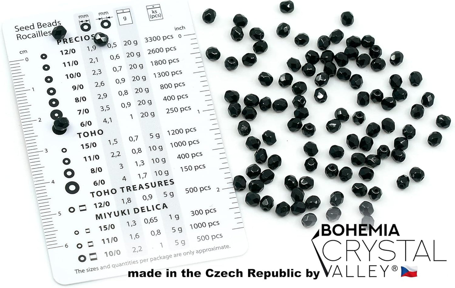 100pcs Faceted Fire Polished Pressed Czech Glass Beads 4mm (0.16in), Jet Black 23980