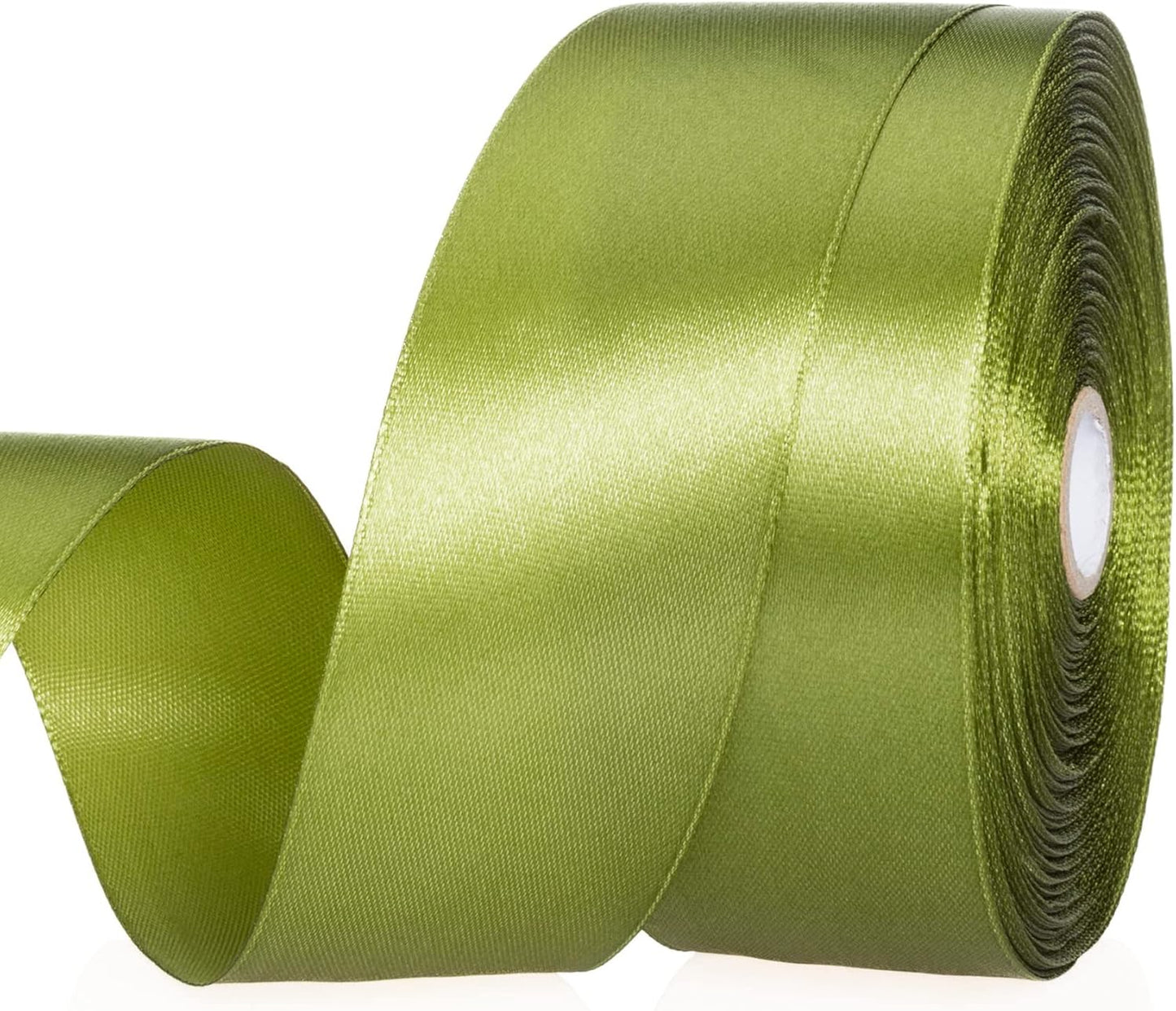 1 1/2 Inch Moss Green Solid Satin Ribbon, 50 Yards Craft Fabric Ribbon for Gift Wrapping Floral Bouquets Wedding Party Decoration