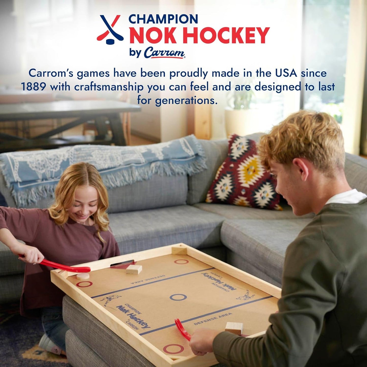 Carrom Champion Nok Hockey Game (Standard Size) — Wooden Board Games for Adults & Children — Indoor and Outdoor Games for Family — Sports Board Games