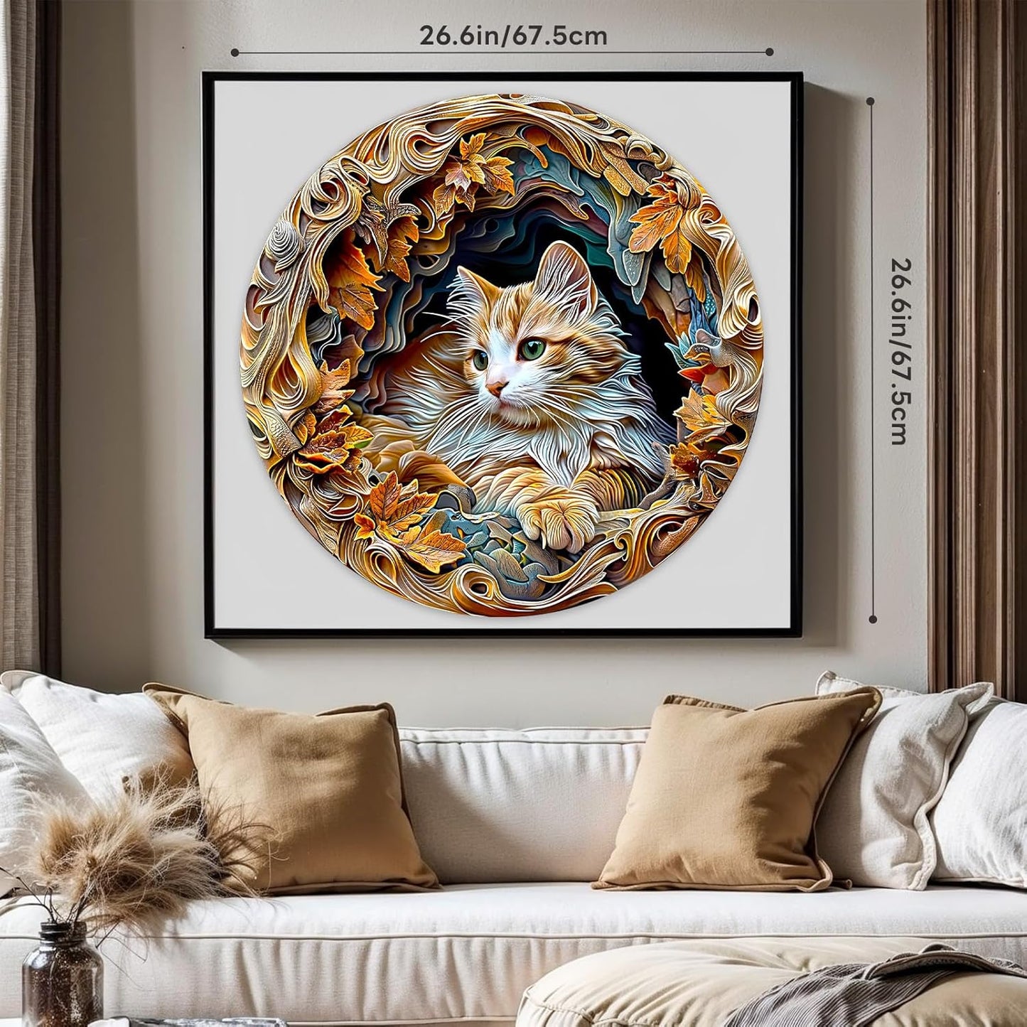 masseruon Puzzles for Adults 1000 Pieces-Cat Puzzle-26.6 * 26.6in Round Jigsaw Puzzels with HD Matte Finish-Hard Difficult Puzzel for Adult-Challenging Gift for Puzzel Lovers Home Decor