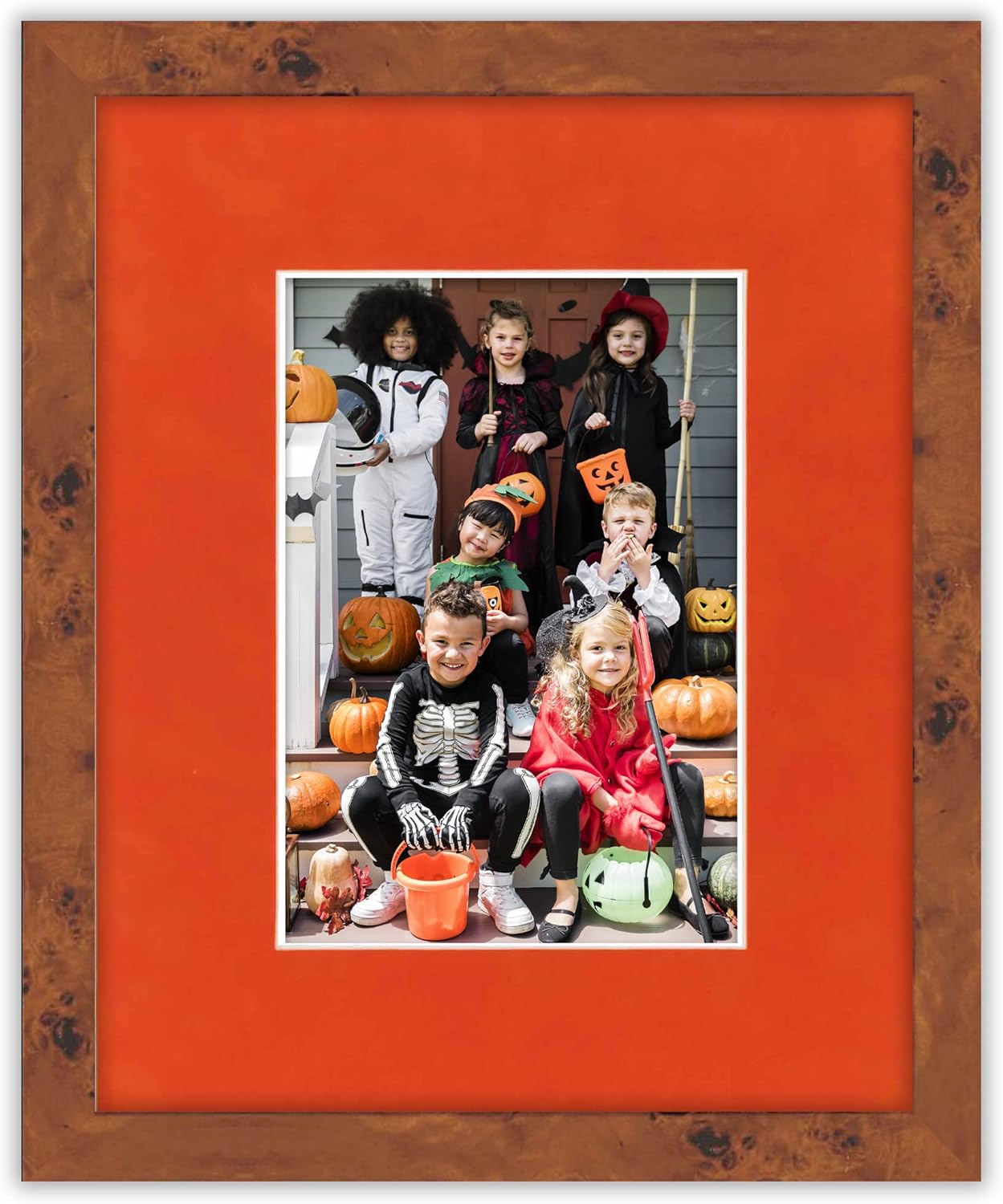 11x14 Mat Bevel Cut for 8.5x11 Photos - Acid Free Orange Suede Precut Matboard With Backing Board and Crystal Clear, Self Seal Mat Bag - For Pictures, Framing - 4-ply Thickness
