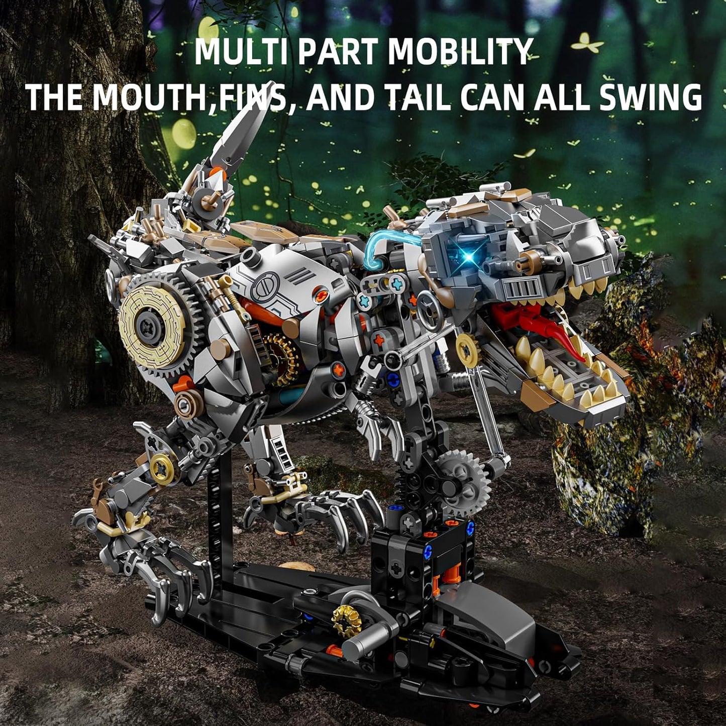 Ideas Mechanical Tyrannosaurus Building Set with Light, Creative Jurassic T-Rex Animal Toy for Home Office Decor Compatible with Lego Dinosaur, Gift for Adult Teens Boys 8-12(1268 PCS)