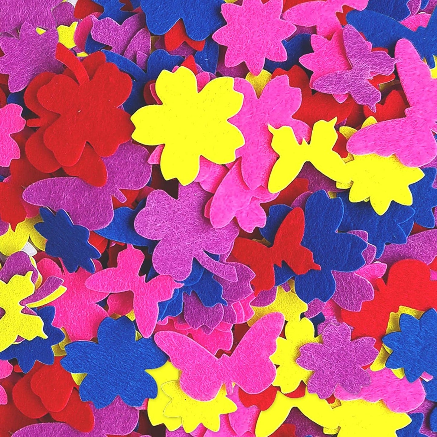 Felt Stickers, Self Adhesive Flower Butterfly Clover Assorted Shapes, Greeting Cards Decorative Stickers with Assorted Colors and Sizes Packing for Kid's Arts Craft Supplies