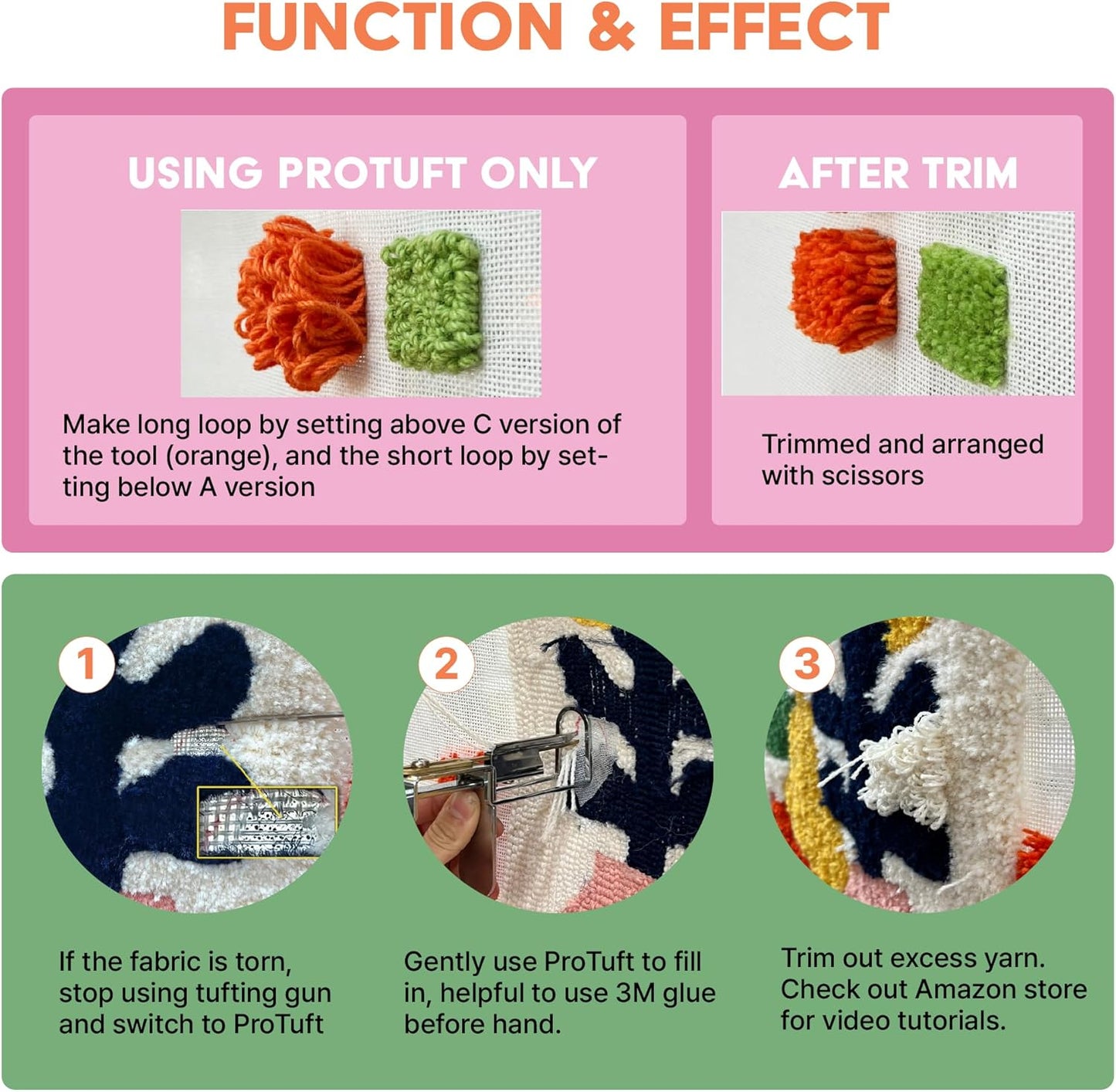 And-et EasyTuft Gun - Adjustable Height, Seamless Repairs, Custom Design (Essential for Tufting Gun), ProTuft Kit