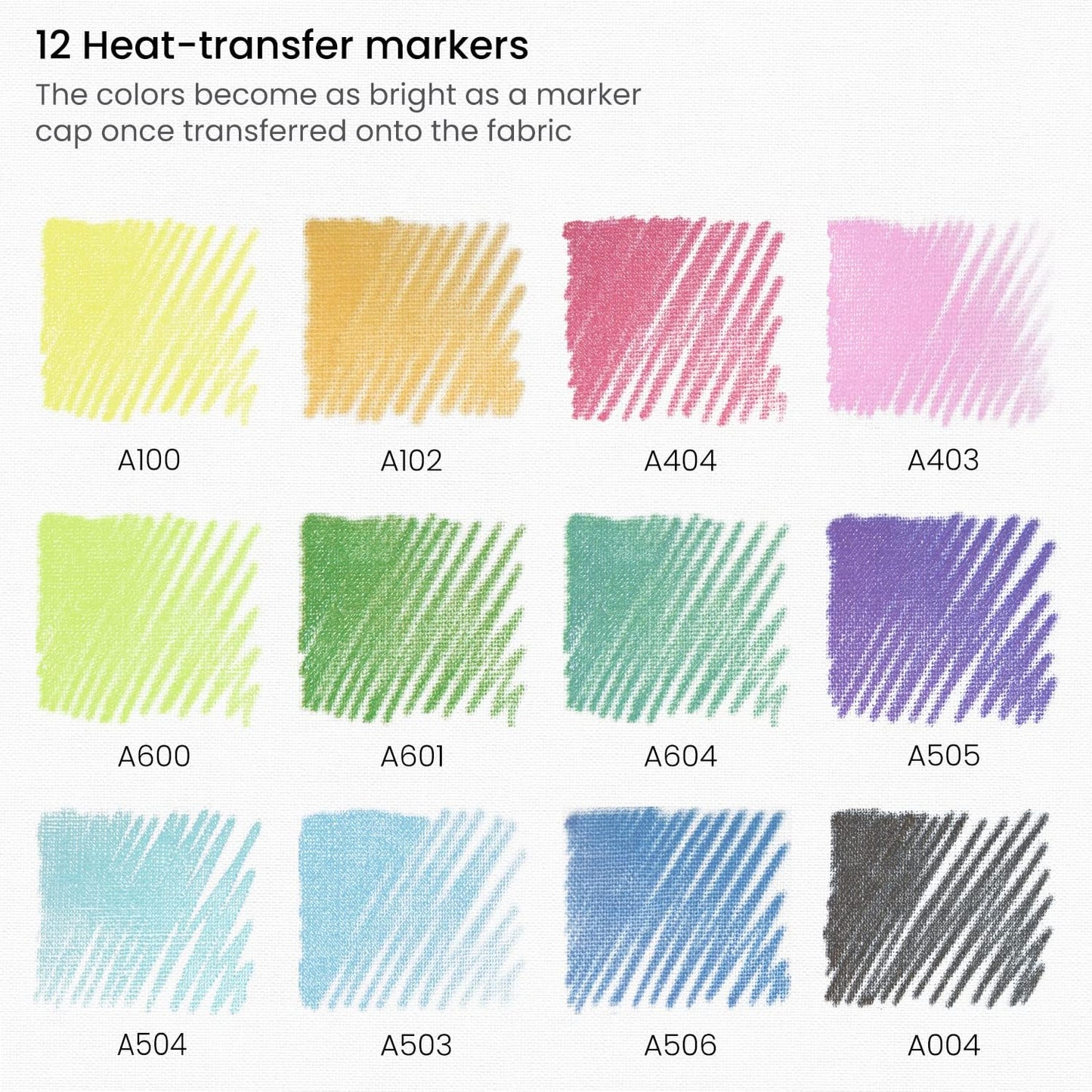 ARTEZA Heat Transfer Fabric Markers, Set of 12, Fade-Resistant Heat Transfer Ink, Colored Fabric Pens for Polyester and Cotton Garments