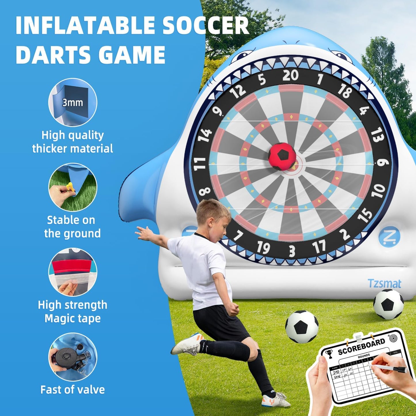 Inflatable Game Outdoor Giant Dartboard for Soccer Large Carnival Games Giant Outdoor Game-Fun Sports Games for Kids Adults, Backyard, Garden, Party, Summer Outdoor Play