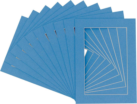 11x14 Mat for 8.5x11 Photo - Precut Bay Blue Picture Matboard for Frames 11 x 14 Inches - Bevel Cut Matte to Display Art 8.5 x 11 Inches - Acid Free Pack of 10 MATS with Backing Boards & Clear Bags