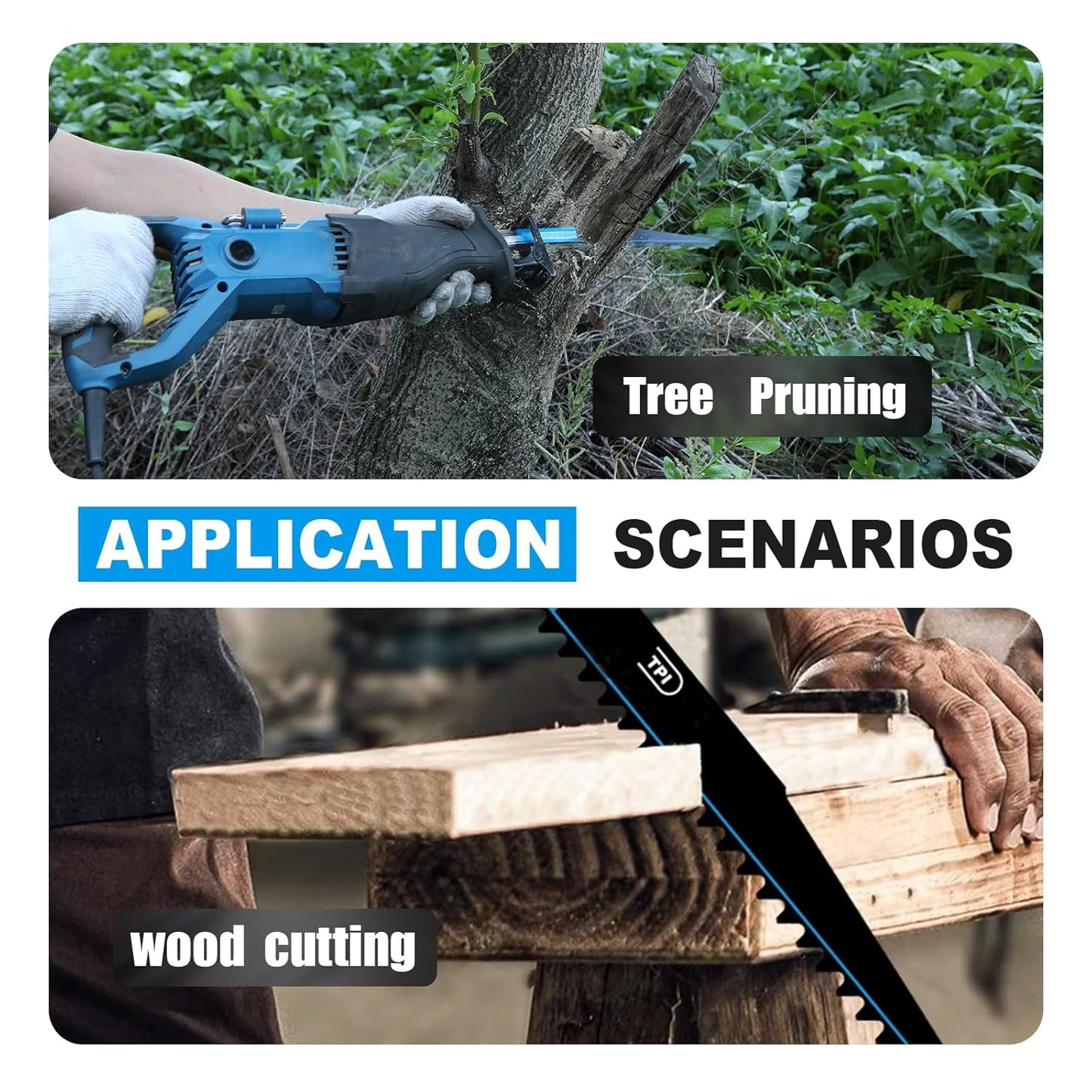 1 Pack 6 inch Reciprocating Saw Blades Set， 3 TPI High Carbon Saw Blades for Woodcutting，Saw Blades with Organizer Case (1, 3T/6inch)