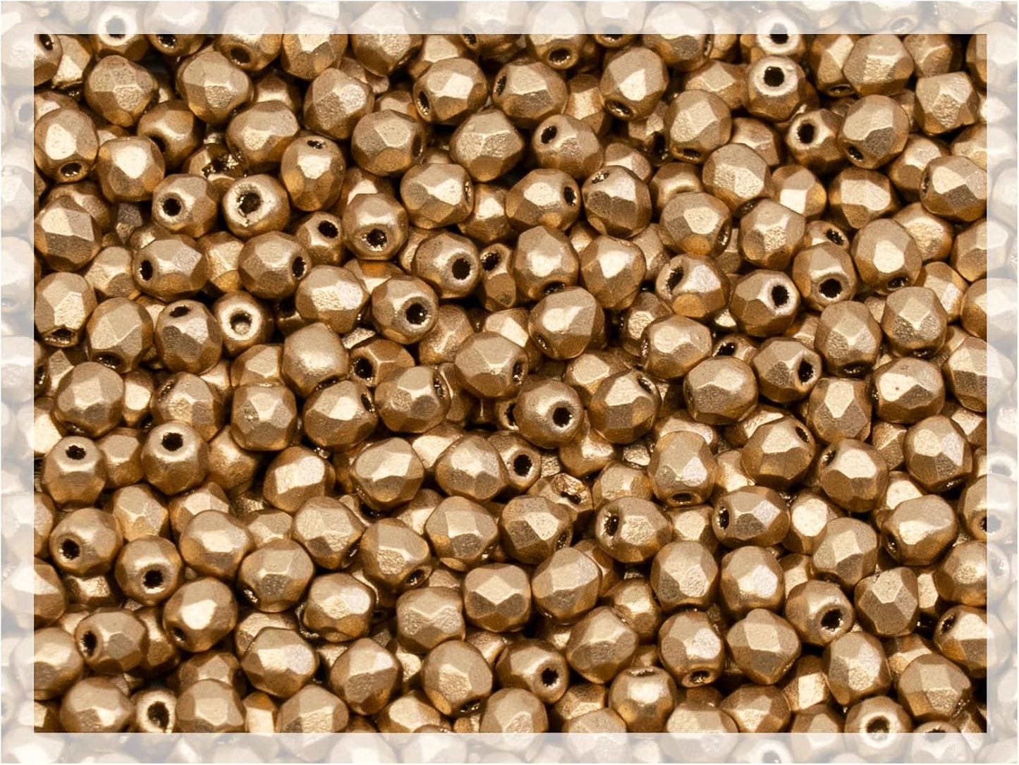 100 pcs Faceted Fire Polished Pressed Czech Glass Beads 3mm (0.12in), Aztec Pale Gold - 01710