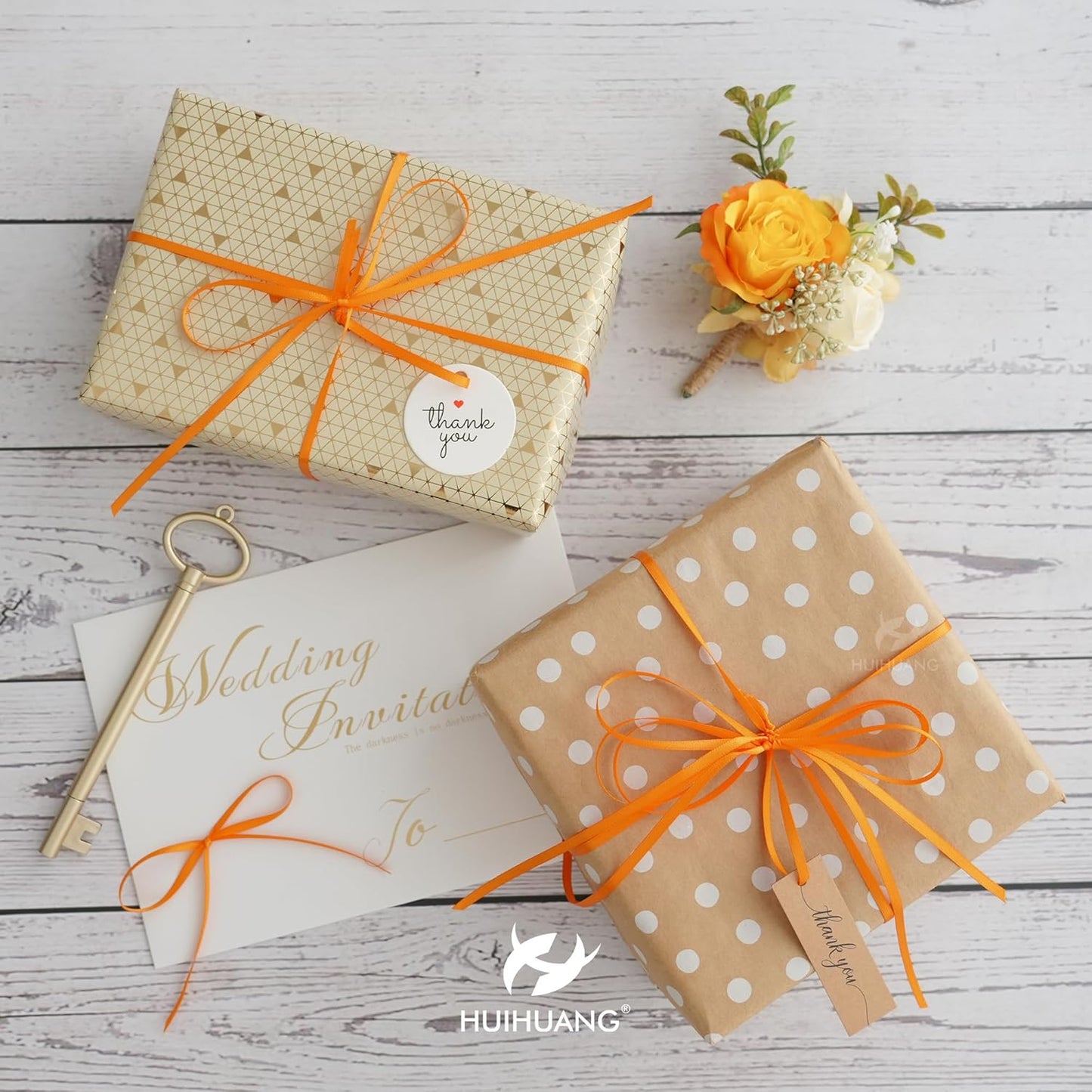 HUIHUANG Solid Color Satin Ribbon 1/8 inch x 100 Yards Roll Ribbon Halloween Decoration Ribbons for Crafts Party Decoration Gift Packing (Orange)