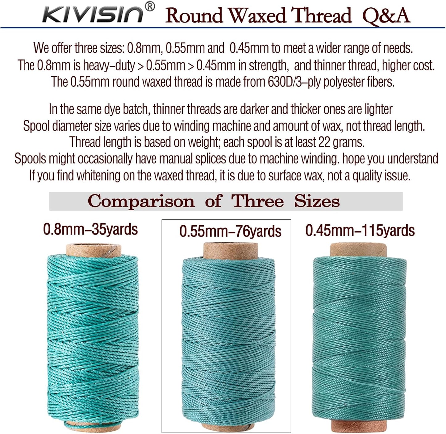 0.55mm Bonded Round Waxed Polyester Thread 76 Yards Each, 12 Rainbow Color Wax Coated String Thin Cord for Micro Macrame, Bracelets Braided, Leather Sewing, Stitching, Beading and Bookbinding