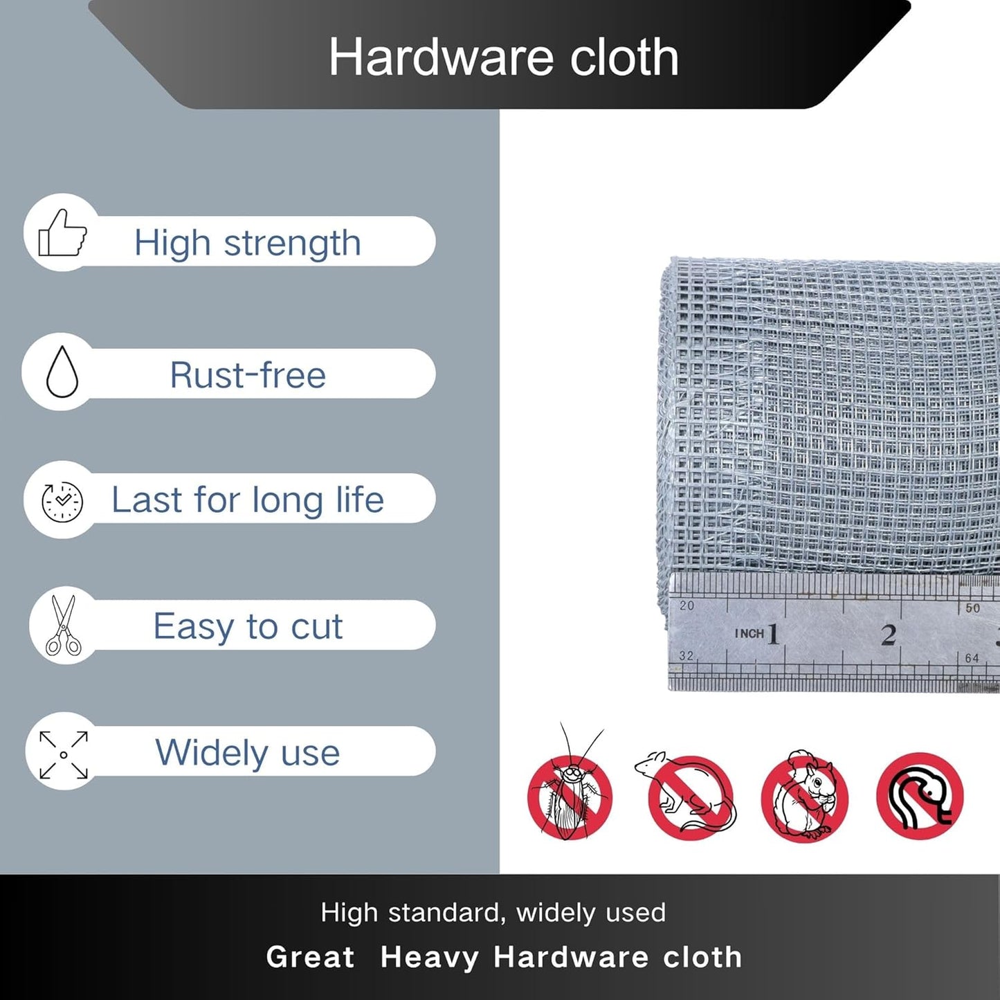 1/8 inch Galvanized Hardware Cloth Wire Mesh Screen Roll (24in x 10ft)