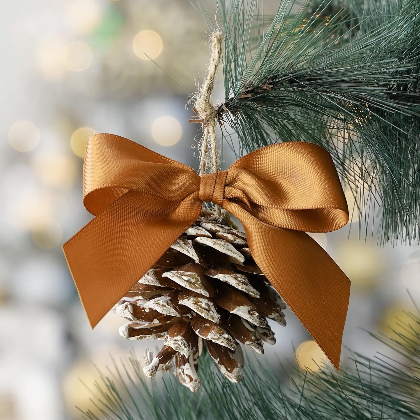 HUIHUANG Satin Ribbon 1 inch Wide Copper Ribbon 50 Yards Double Face Satin Ribbons for Crafts Gift Wrapping Bows Floral Bouquet Cake Box Christmas Decor Wedding Invitation Card Party Favor