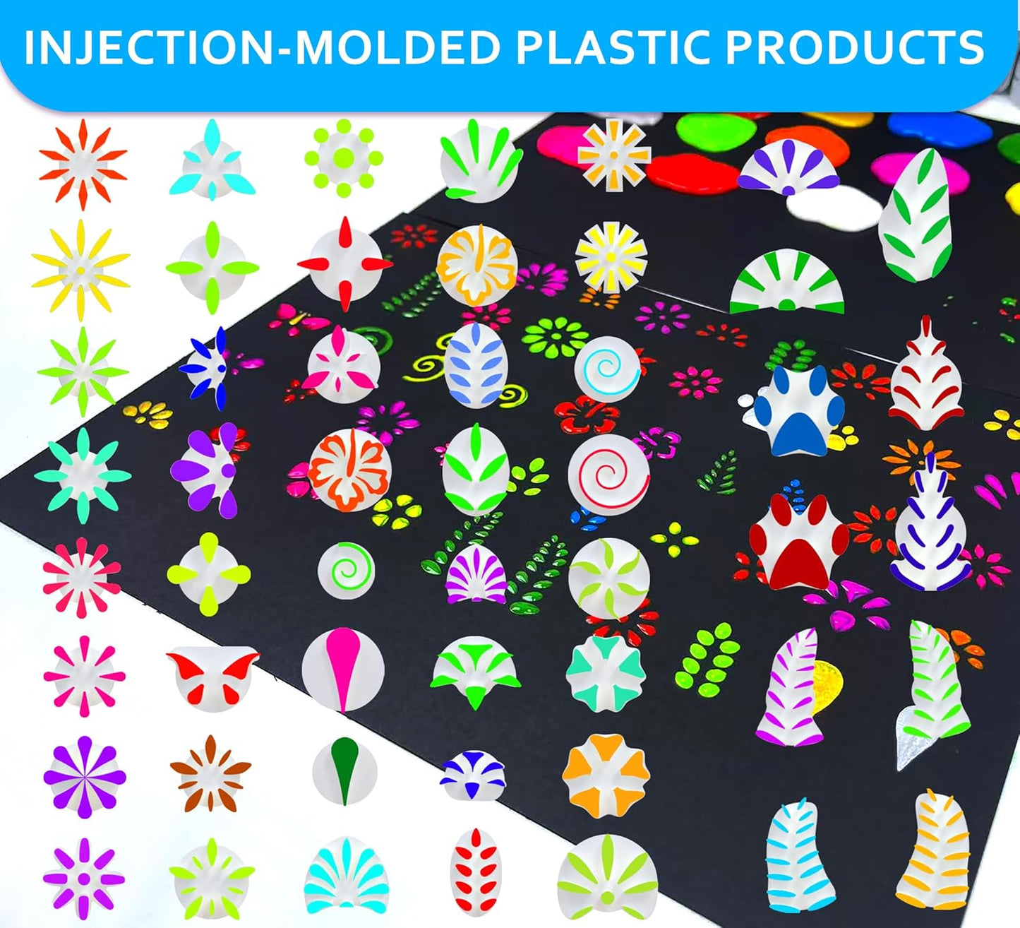 GEOCCI Flower Petal Tools for Dot Painting，50 Petal Shapes Dotting Tool，Mandala Dot Art Tools for Rocks，Embosssing Tools for Painting Dots （Pink）