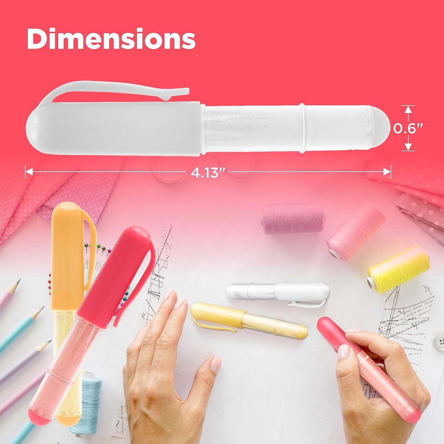 (3-pack) Fabric Chalk Markers -Erase Tailor’s Chalk for Quilting and Sewing - Compatible with Most Fabrics - With Dosing Wheel Technology, Red, Yellow, White