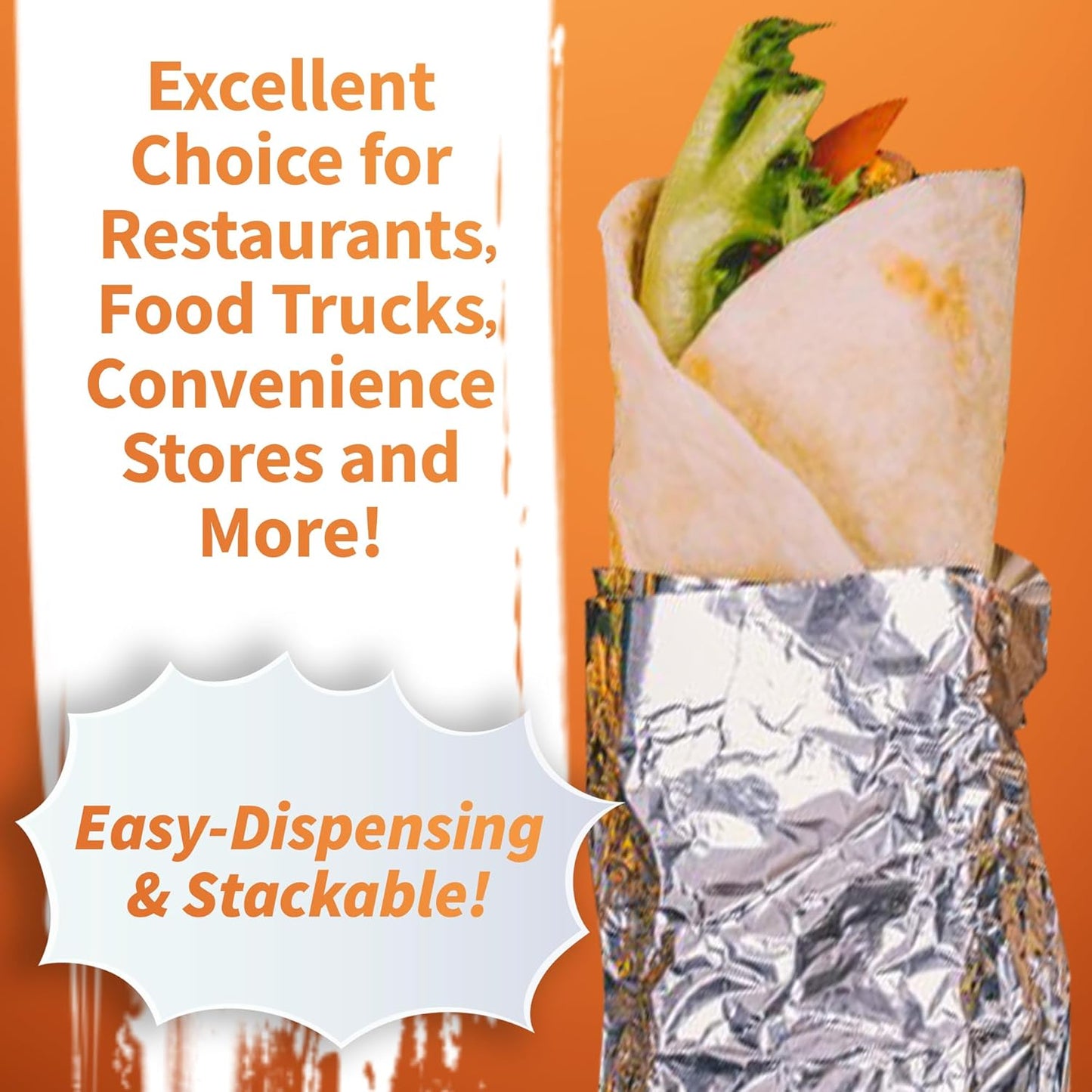 Insulation Sandwich Wrapping Paper Aluminum Foil Sheets - [50 Pack] - (14" x 10.3") - Aluminum Foil Sandwich Wrap Sheets For Sandwich Wraps, Burritos and BBQ